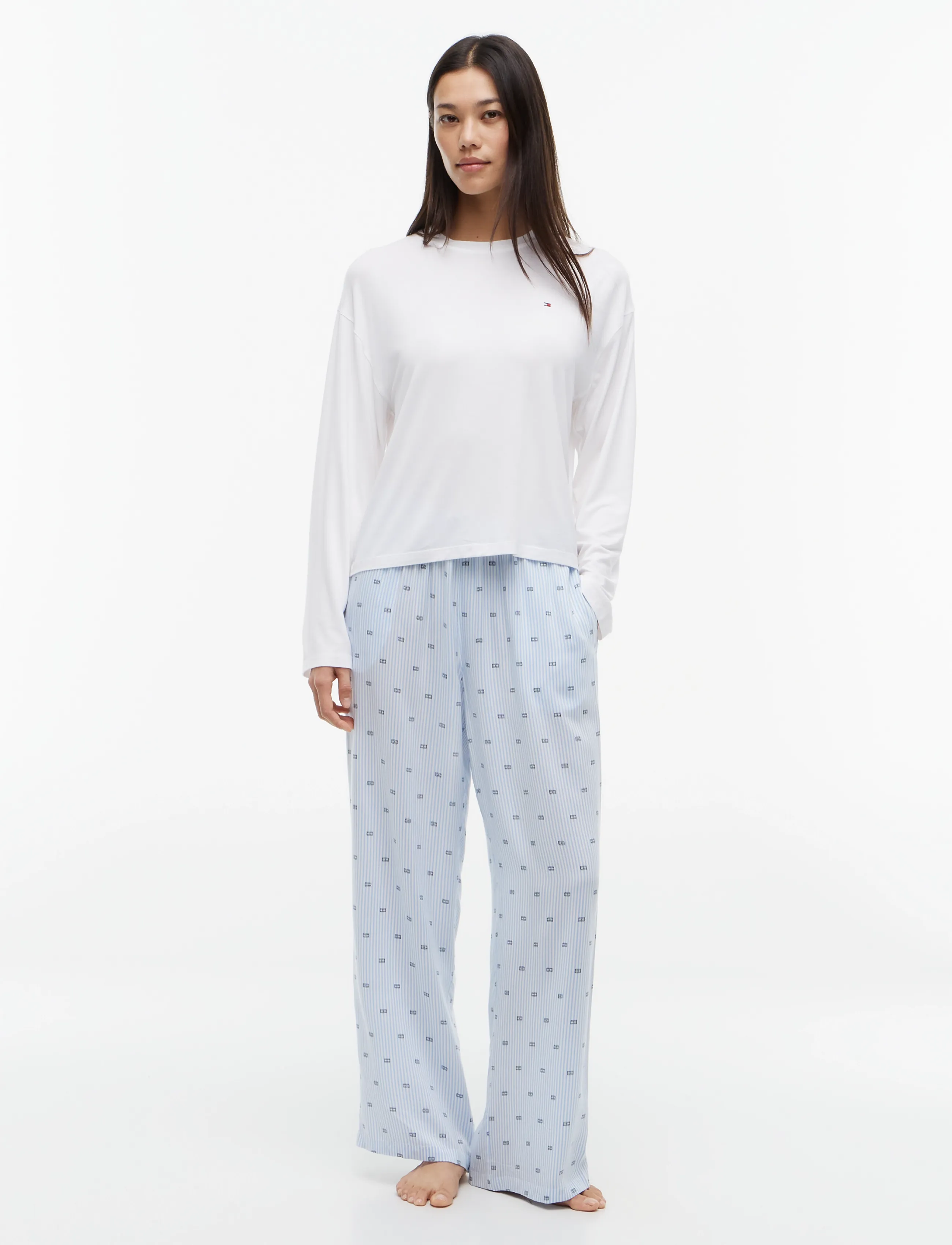 Tommy Hilfiger - LS MIX WOVEN PANTS PJ SET - pyjamas - white   flag ithaca critter - 5