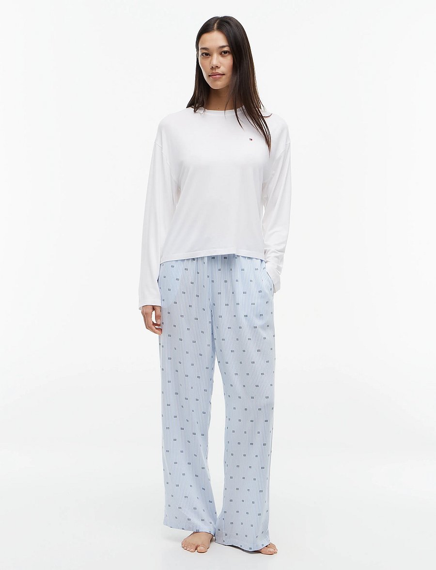 Tommy Hilfiger - LS MIX WOVEN PANTS PJ SET - pyjamas - white flag ithaca critter - 5
