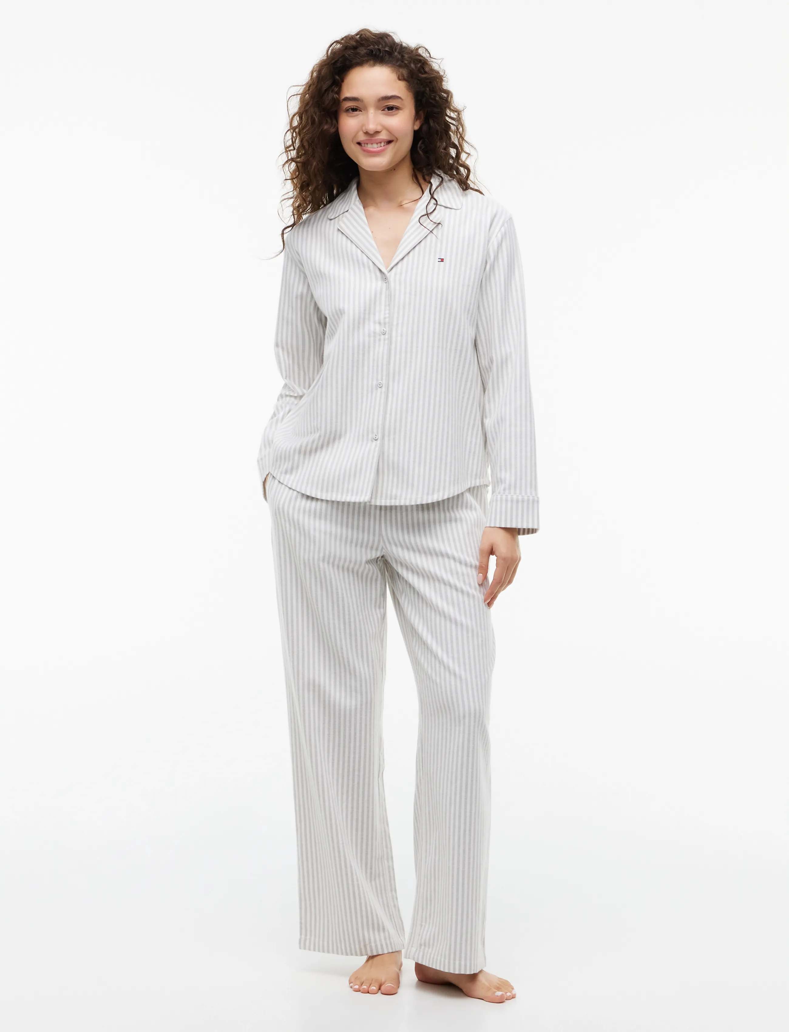 Tommy Hilfiger - LS SHIRT FLANNEL PANTS PJ SET - pidžaamad - flannel stripe grey - 5