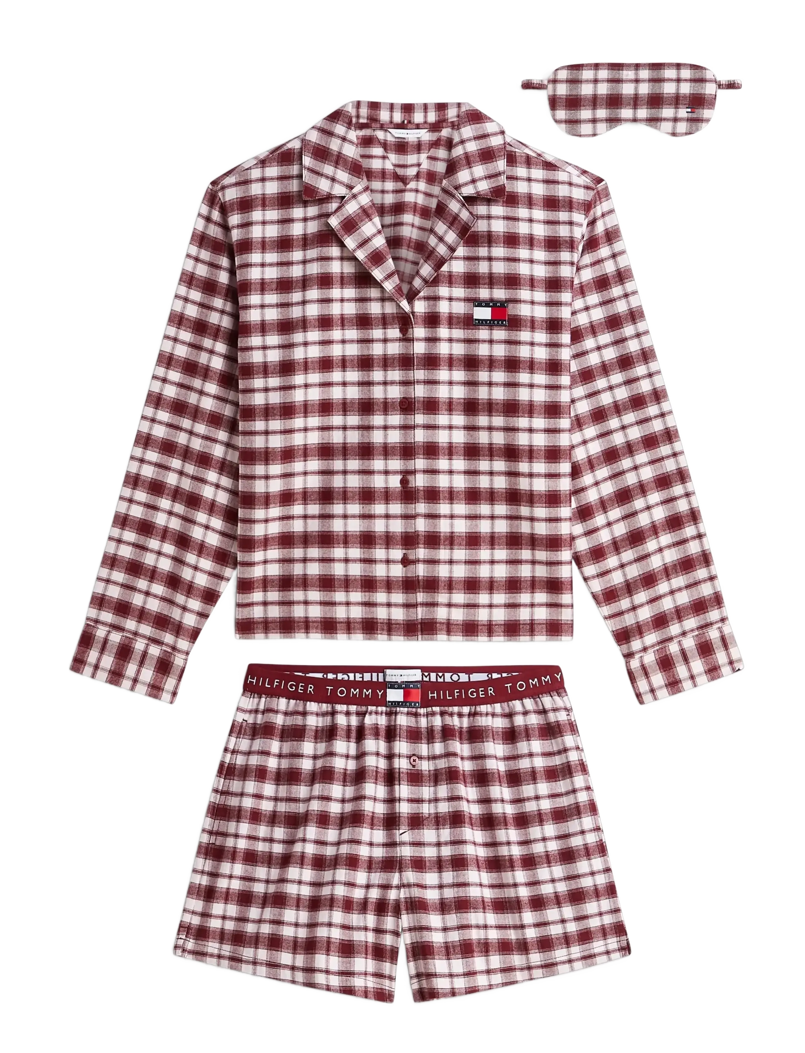 Tommy Hilfiger - GIFT SHORT FL PJ SET W.EYEMASK - pyjamas - light pink plaid - 1