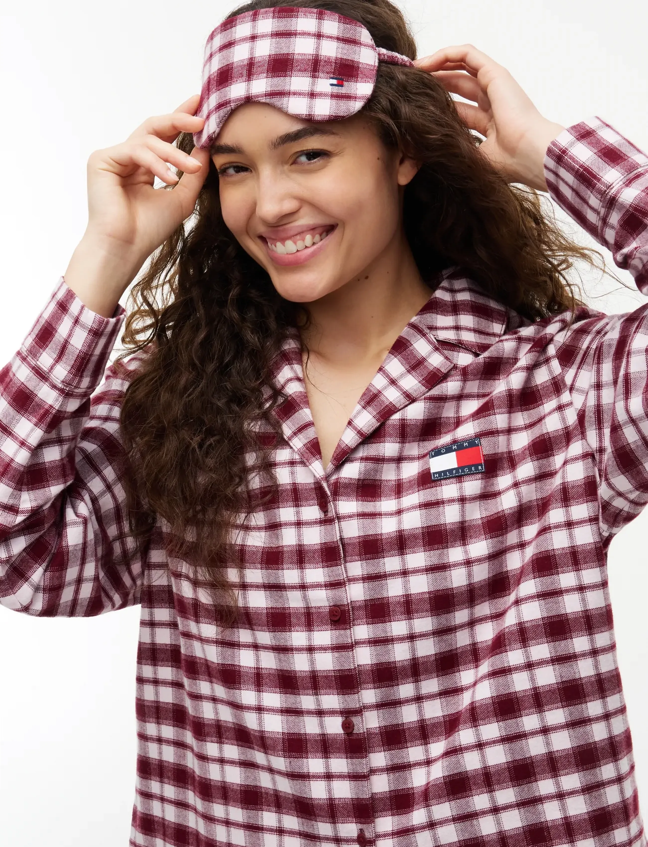 Tommy Hilfiger GIFT SHORT FL PJ SET W.EYEMASK - Tommy Hilfiger - LIGHT PINK PLAID / red