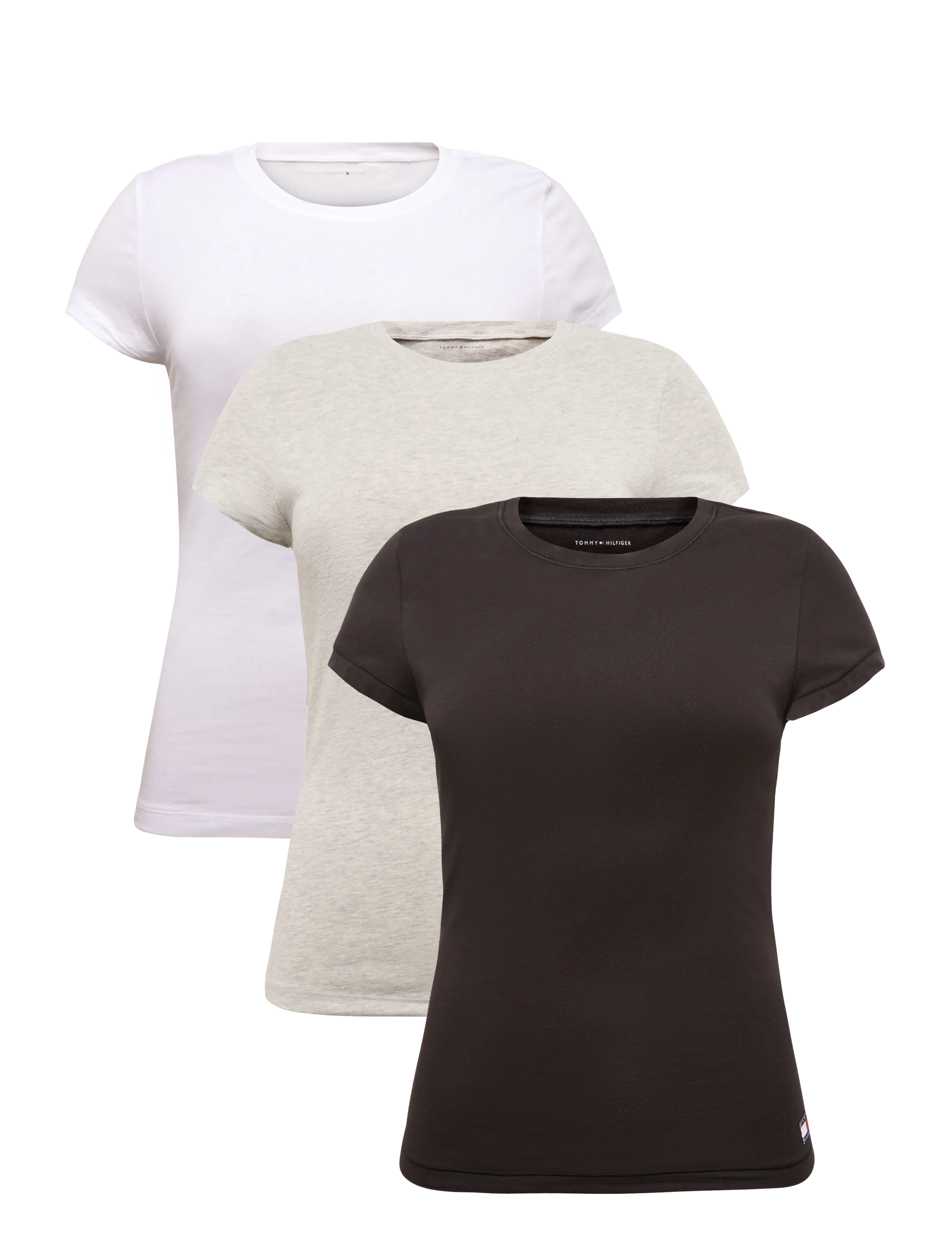 Tommy Hilfiger 3-Pack Cotton Tee - Clothing - BLACK L G HTR WHITE / black