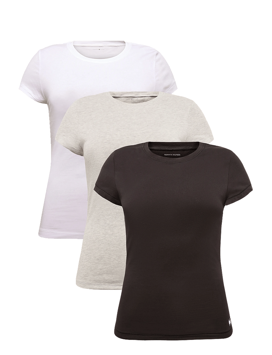 Tommy Hilfiger - 3-Pack Cotton Tee - t-shirts - black l g htr white - 1