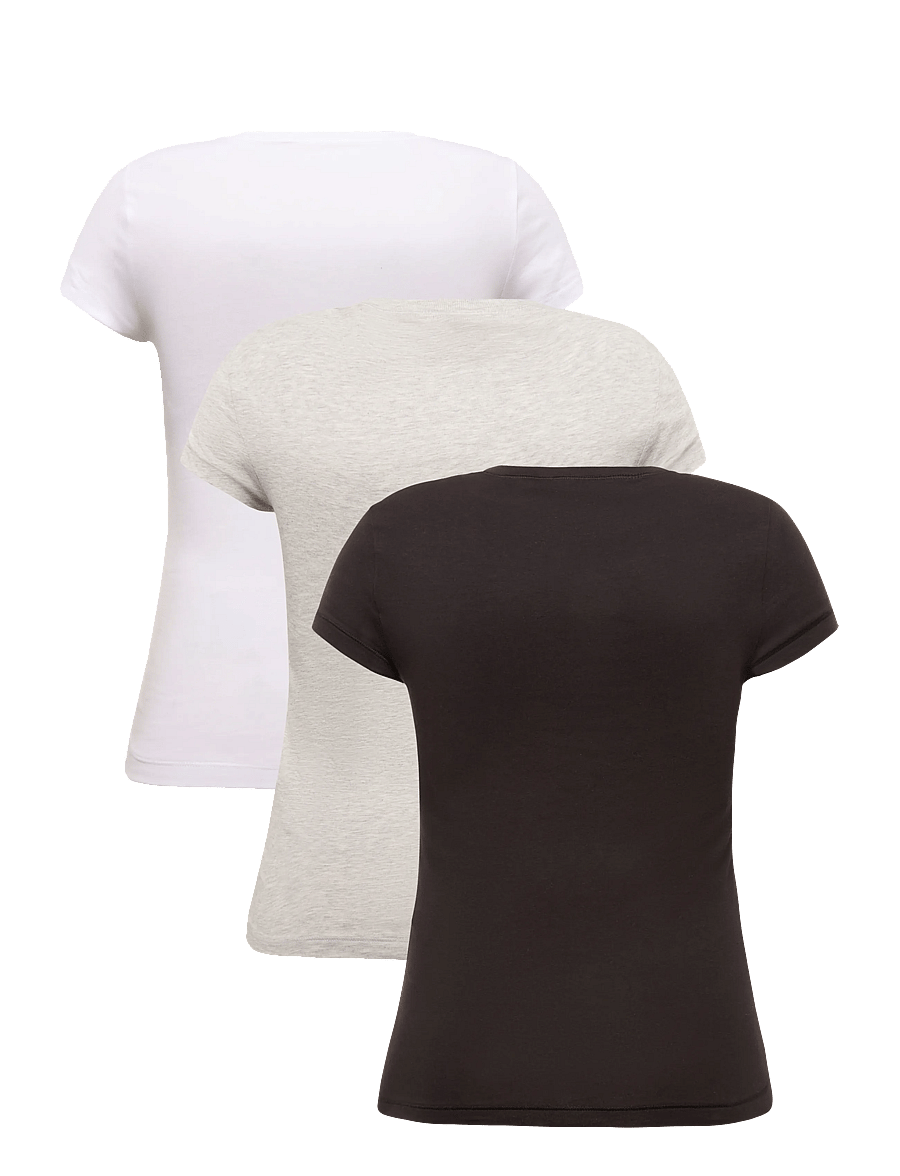 Tommy Hilfiger - 3-Pack Cotton Tee - t-shirts - black l g htr white - 2
