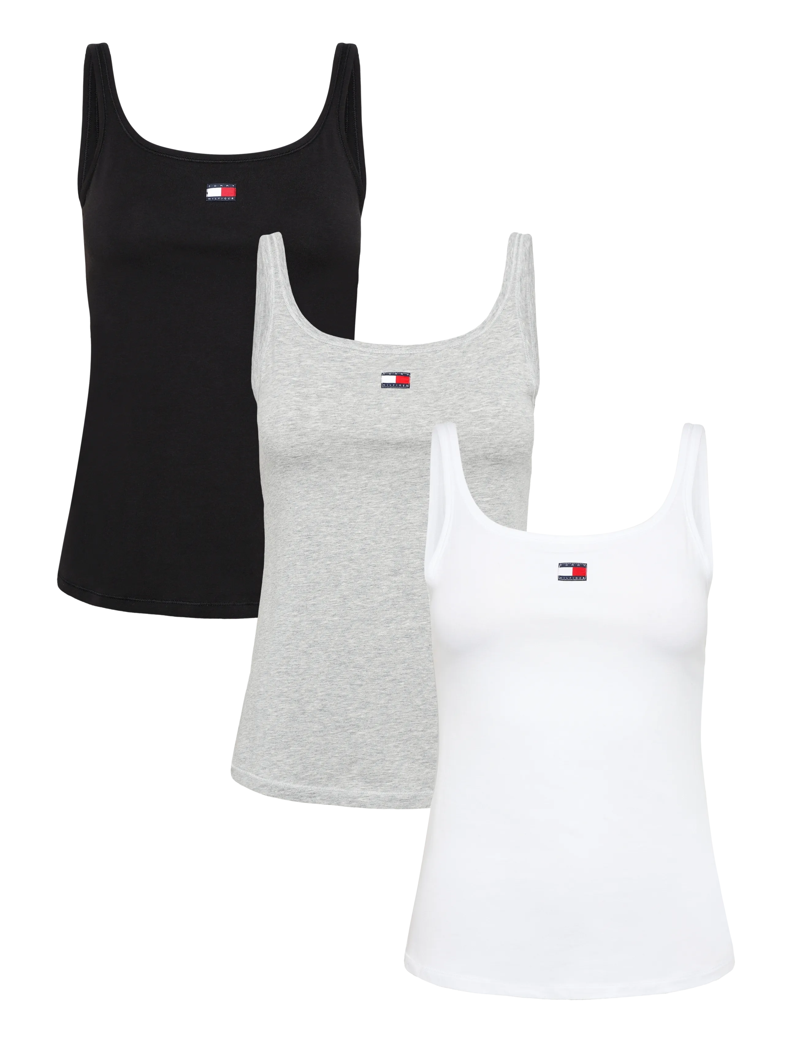 Tommy Hilfiger - 3 PACK TANK TOP - tanktops - black l g htr white - 1