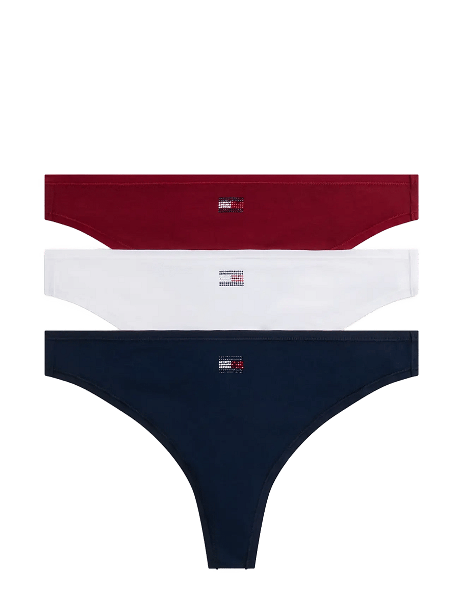 Tommy Hilfiger - GIFT 3 PACK RHINESTONE THONG - stringtrusser - rouge white dark blue - 1