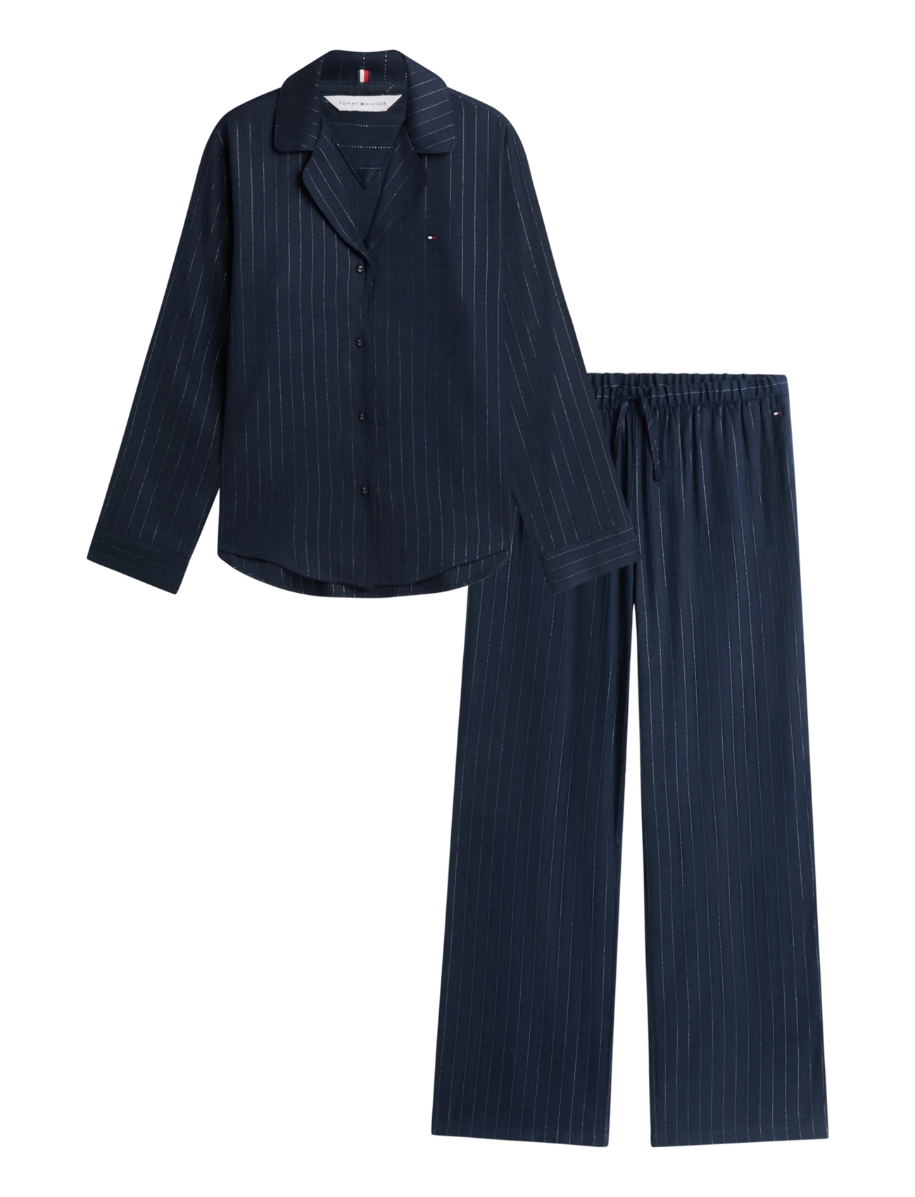 Tommy Hilfiger - LUREX LS SHIRT FLANNEL SET - pyjamas - navy pinstripe lurex - 1