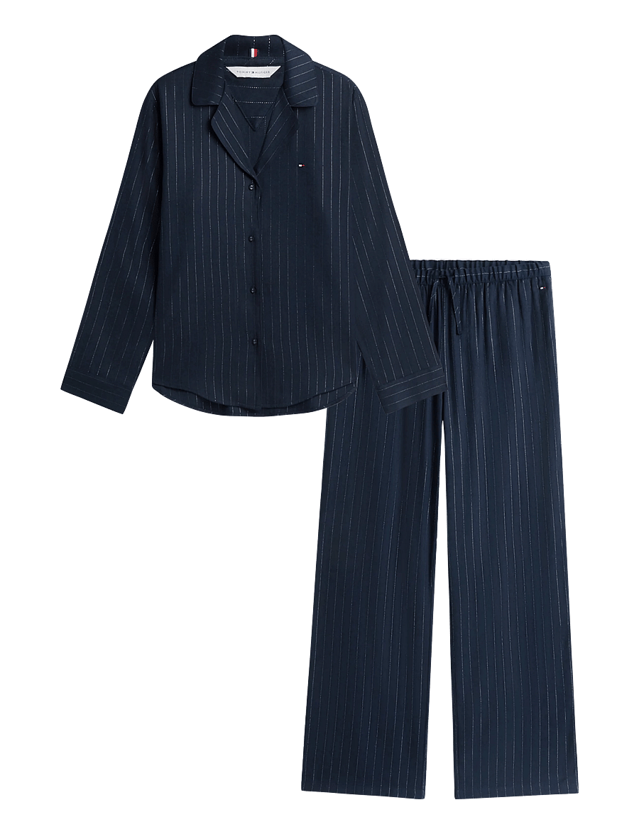 Tommy Hilfiger - LUREX LS SHIRT FLANNEL SET - pyjamas - navy pinstripe lurex - 1
