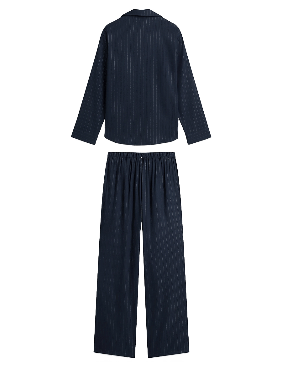 Tommy Hilfiger - LUREX LS SHIRT FLANNEL SET - pyjamas - navy pinstripe lurex - 2