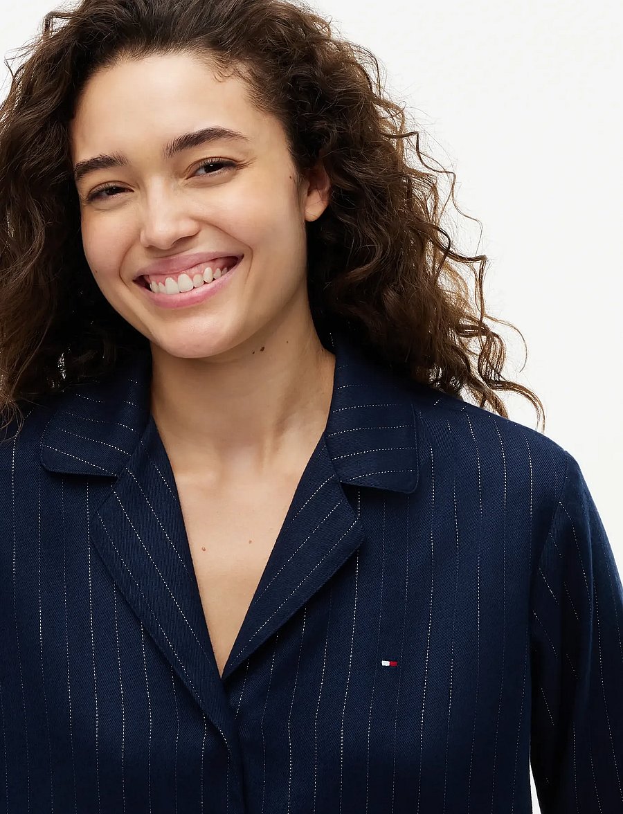 Tommy Hilfiger - LUREX LS SHIRT FLANNEL SET - pyjamas - navy pinstripe lurex - 0