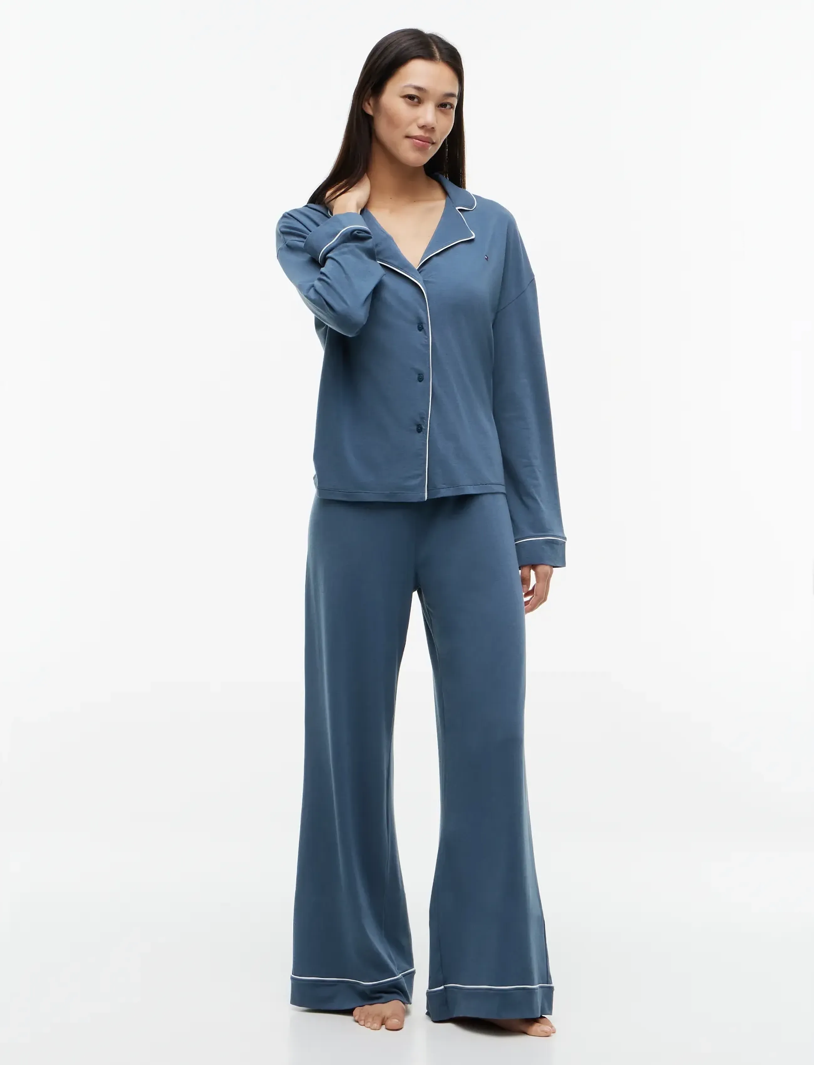 Tommy Hilfiger - LS SHIRT PANTS PJ SET - aegean sea - 2