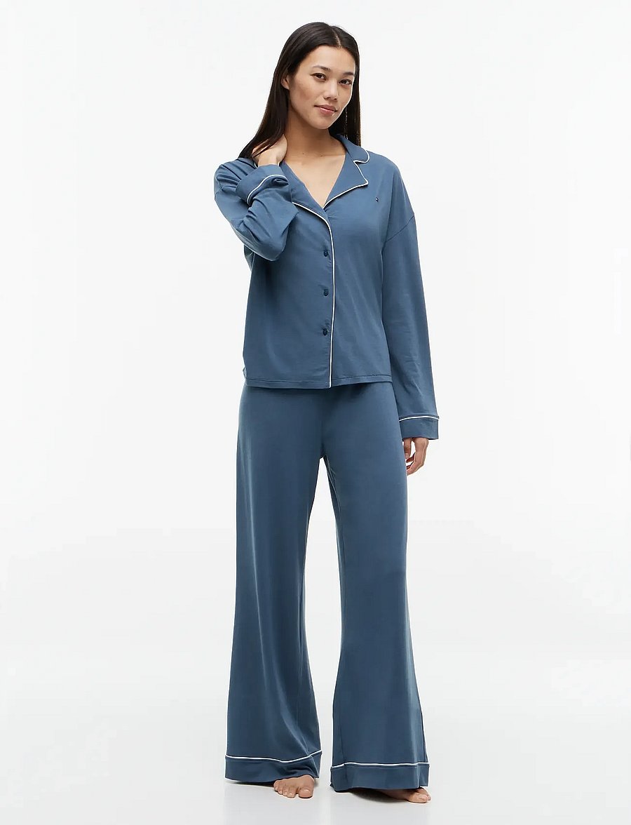 Tommy Hilfiger - LS SHIRT PANTS PJ SET - pyjamas - aegean sea - 2