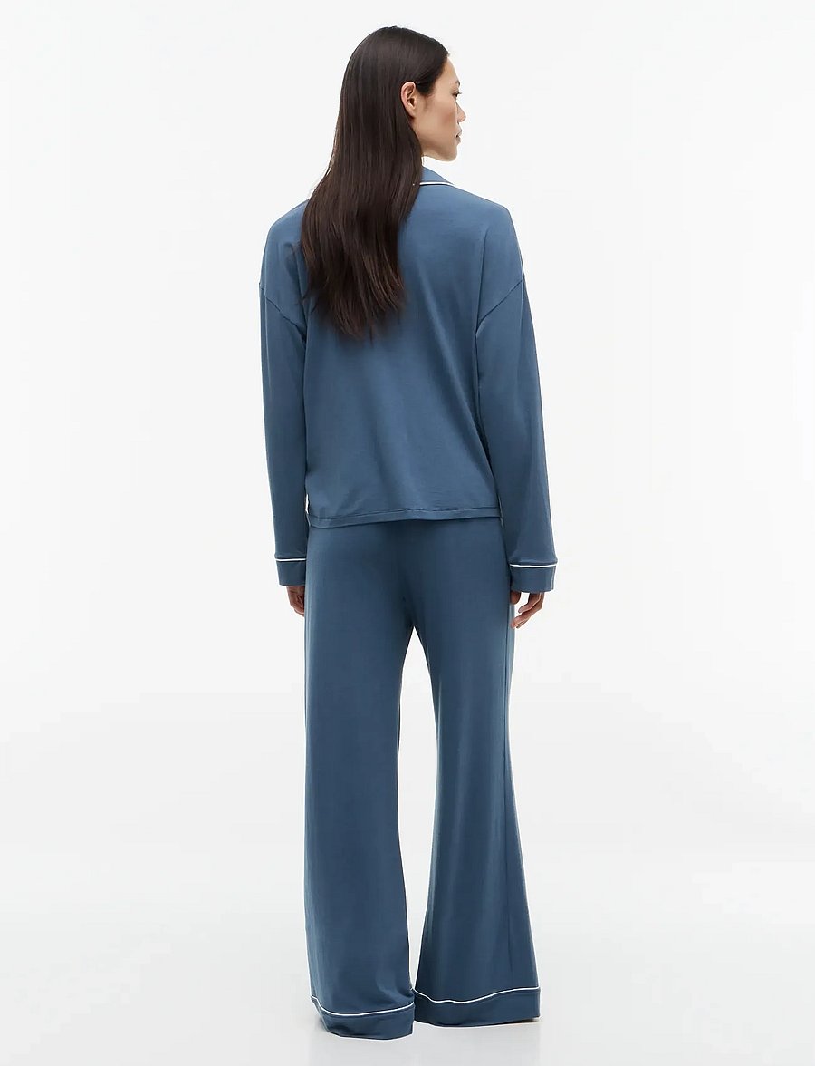 Tommy Hilfiger - LS SHIRT PANTS PJ SET - pyjamas - aegean sea - 4
