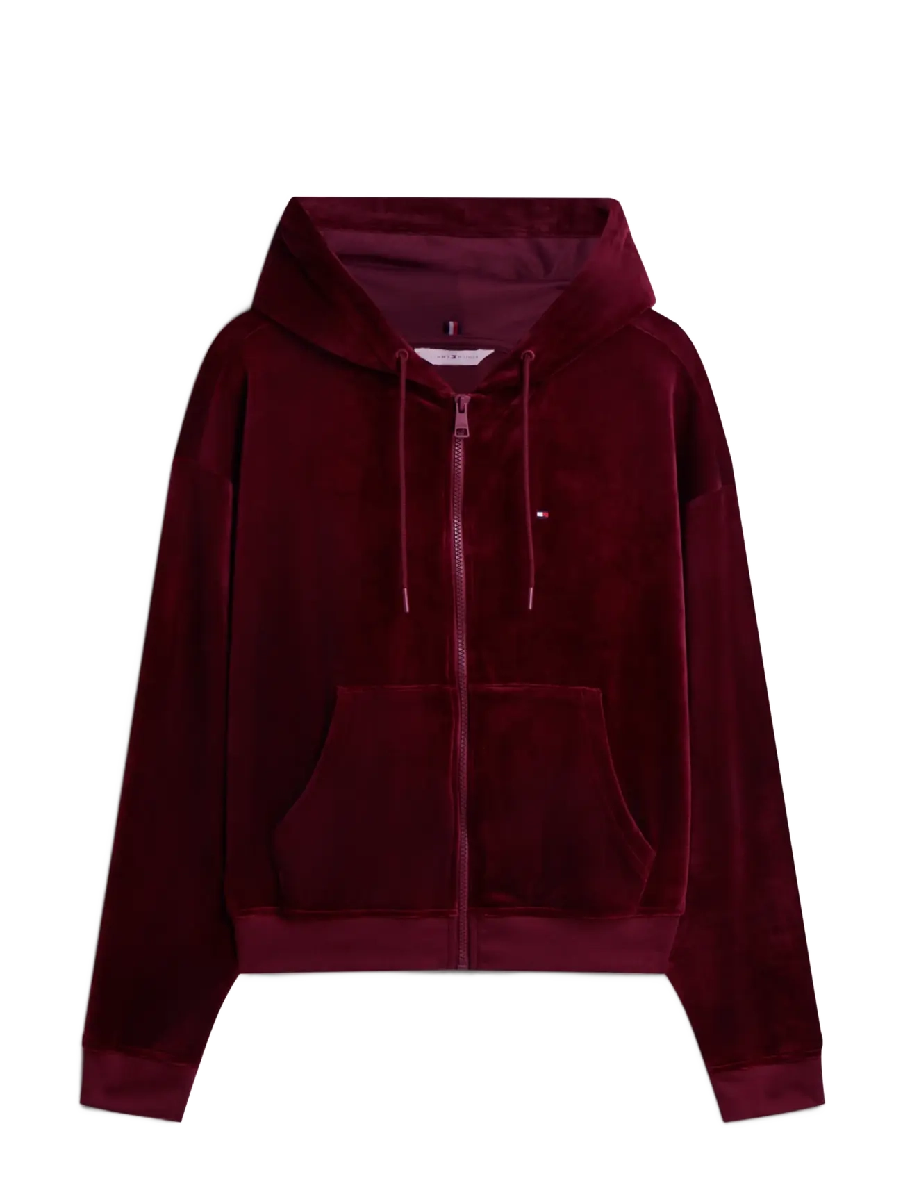 Tommy Hilfiger VELOUR FZ HOODIE - Sweatshirts - BURGUNDY / burgundy