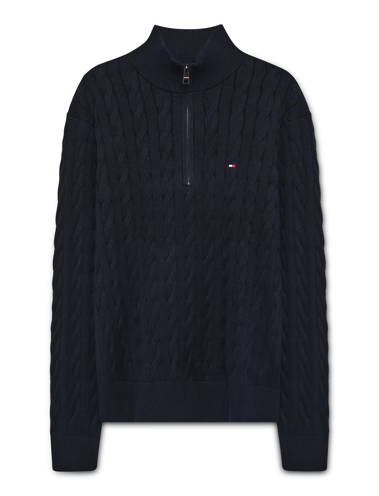 Tommy Hilfiger Classic Cotton Cable Zip Mock - Navy - XL 2