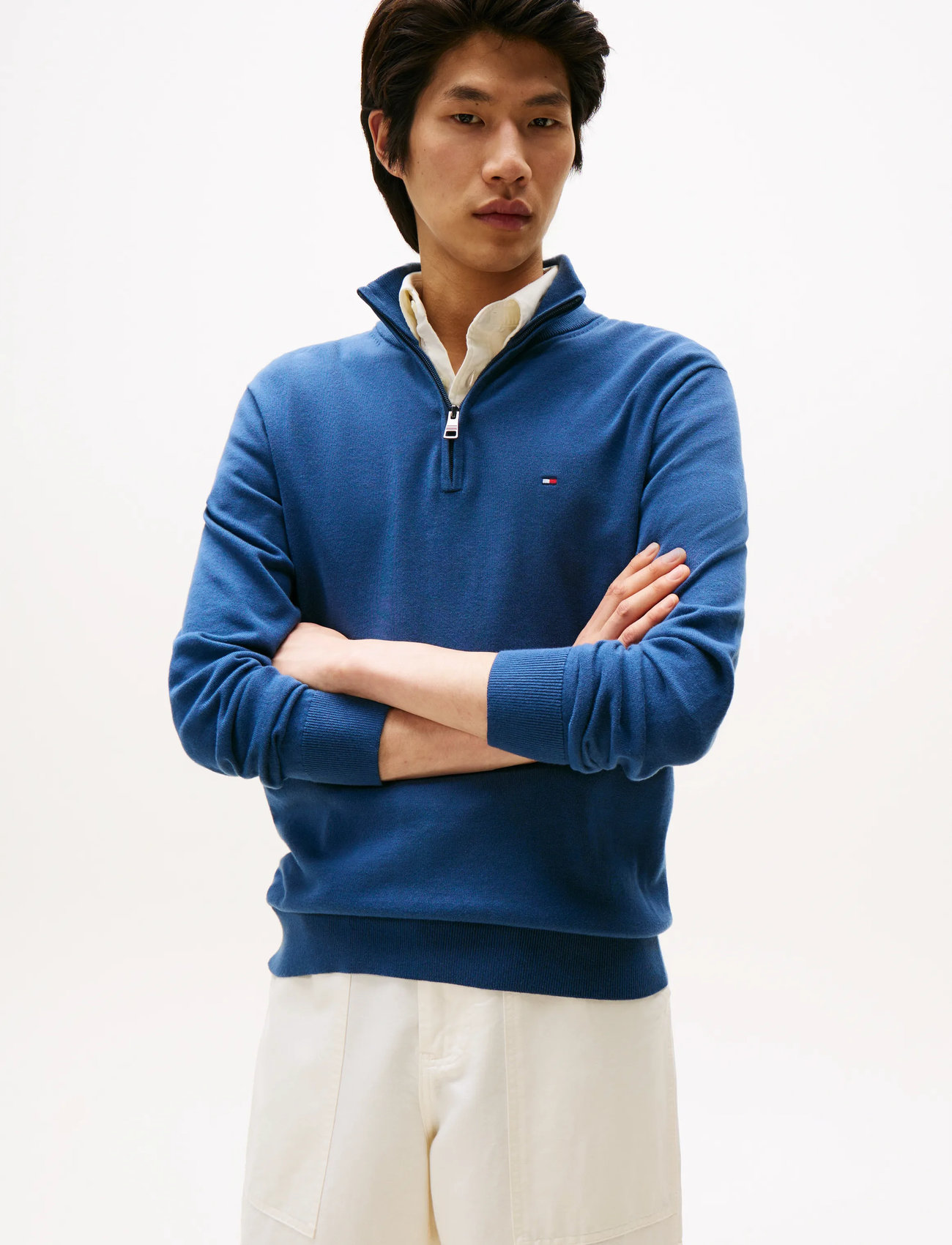 Tommy Hilfiger Essential Cotton Zip Mock - Navy - S 1