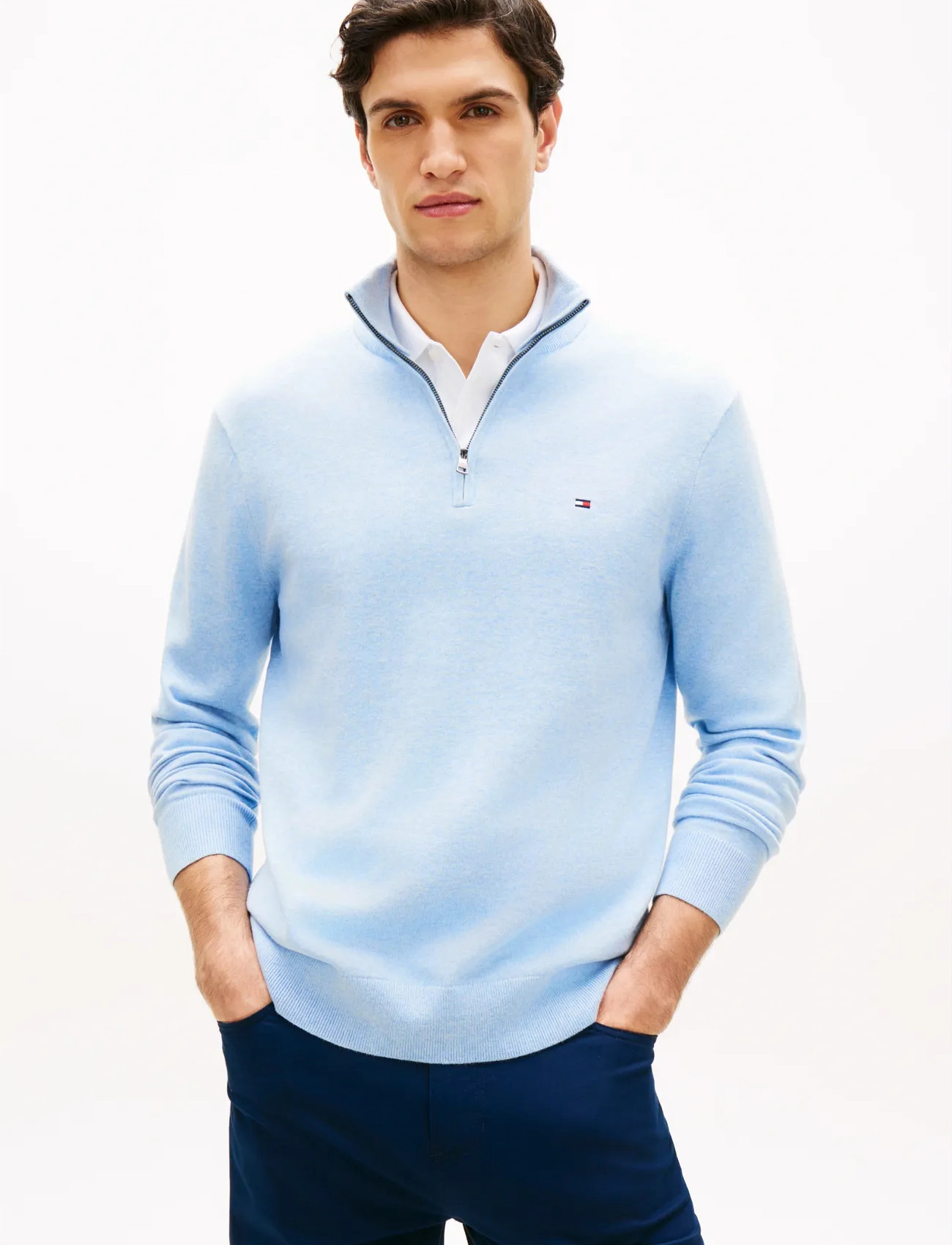 Tommy Hilfiger Essential Cotton Zip Mock - Navy - S 2