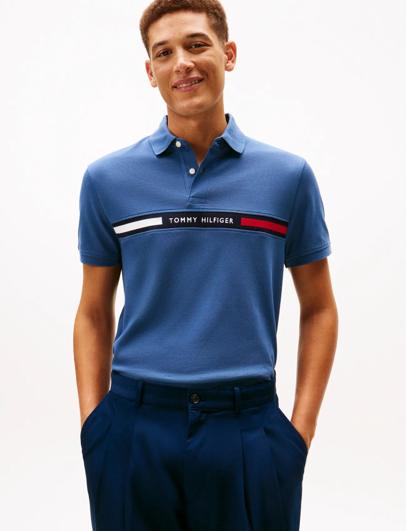 Tommy Hilfiger Hilfiger Chest Insert Reg Polo - Blue - S 1