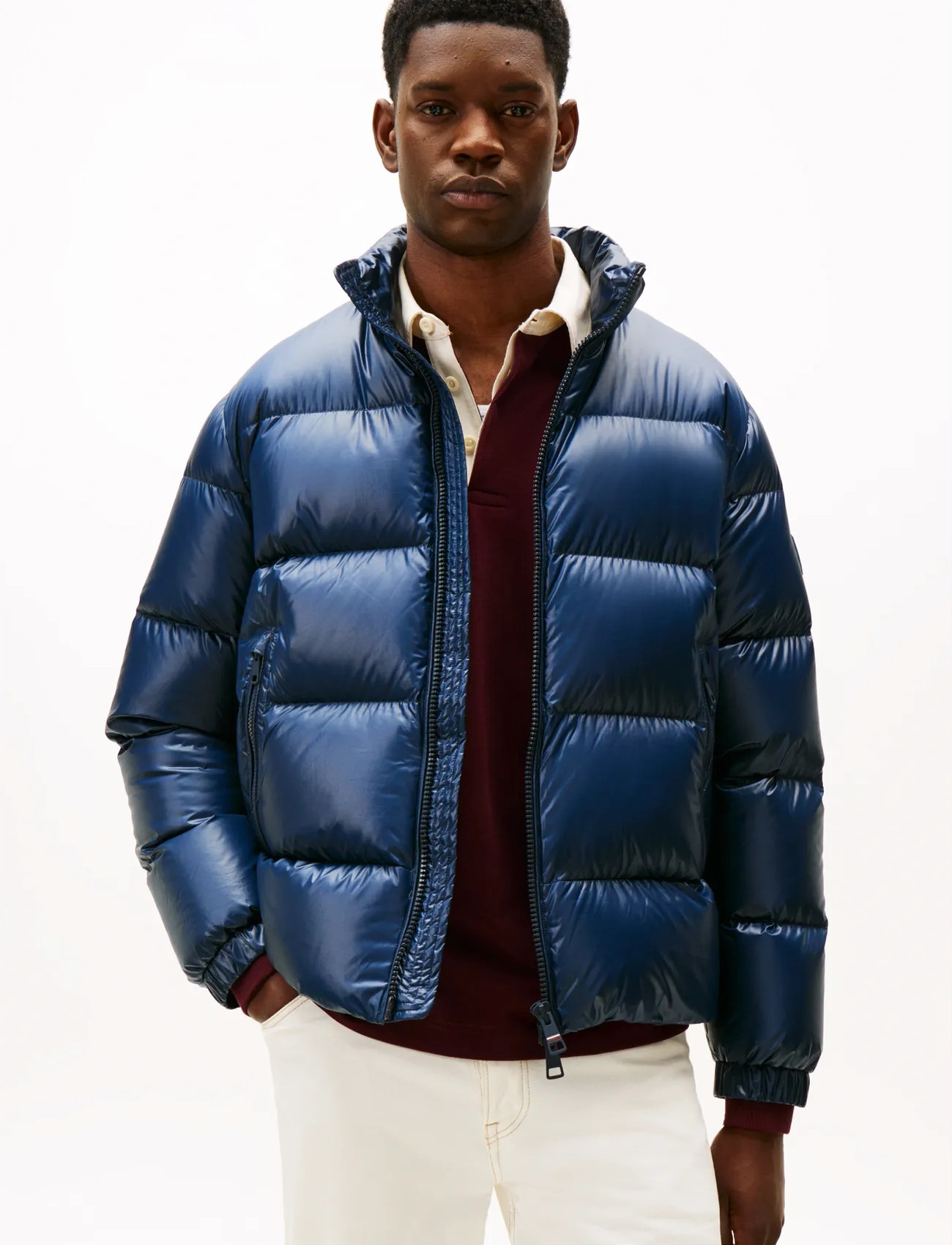 Tommy Hilfiger Shiny Down Stand Puffer - Navy - XS 2