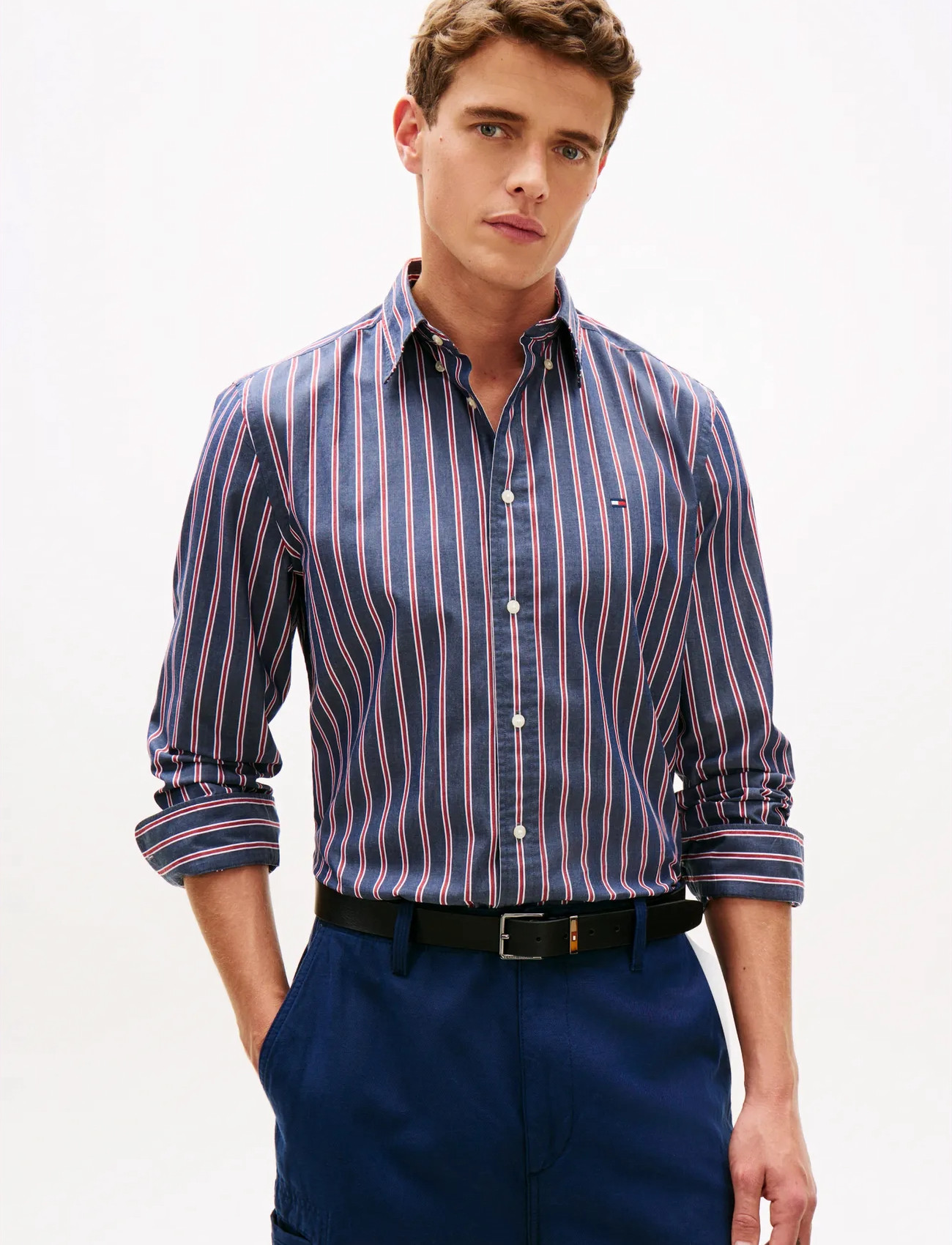 Tommy Hilfiger Flex Poplin Bold Stripe Rf Shirt - - S 1