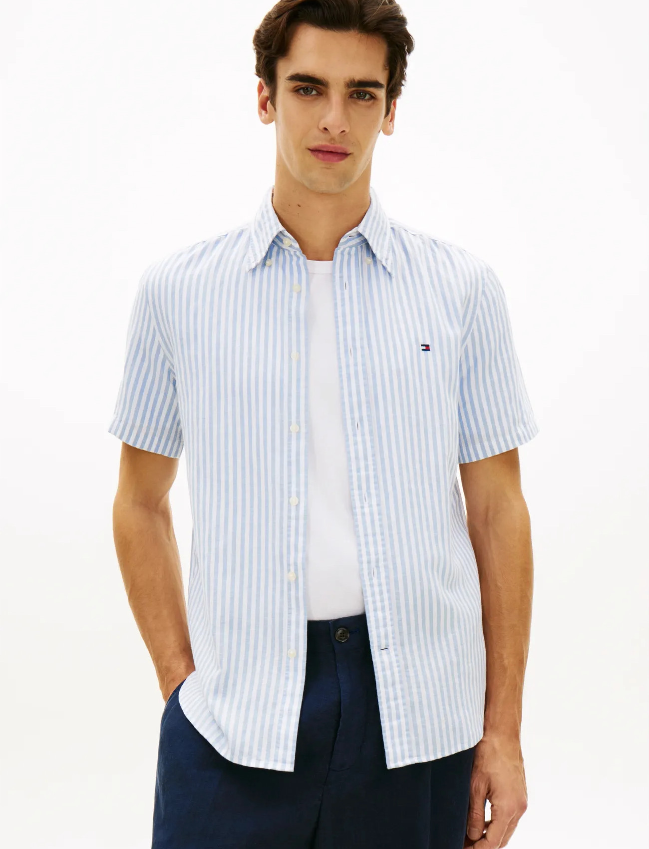 Tommy Hilfiger Linen Blend Bengal Stp S/S Rf - Navy - S 2