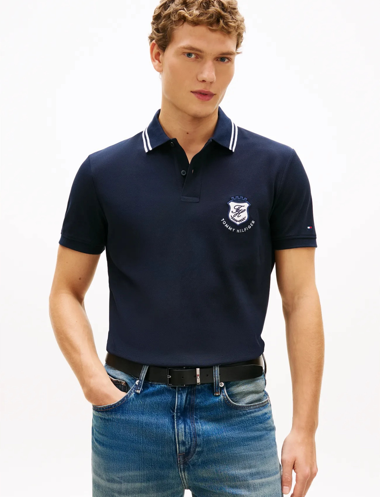 Tommy Hilfiger Pique Badge Reg Polo - White - S 2