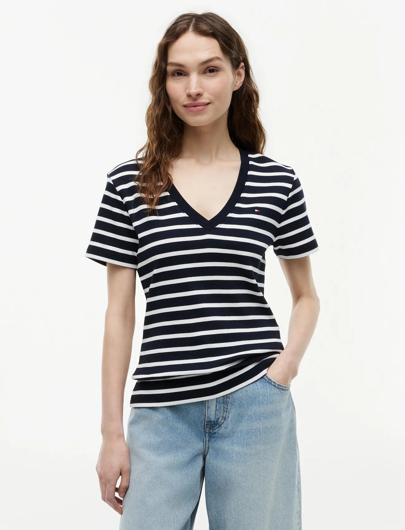 Tommy Hilfiger Cody Slim V-Nk S/S T-Shirt - Pink - XS 3