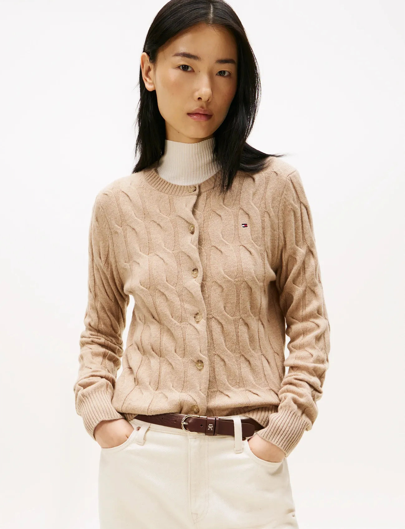 Tommy Hilfiger Soft Wool Cable C-Nk Ls Cardigan - - M 1