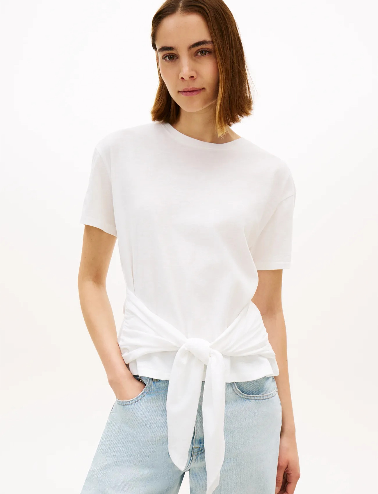 Tommy Hilfiger Co Slub Knot Ss Tee - White - XXS