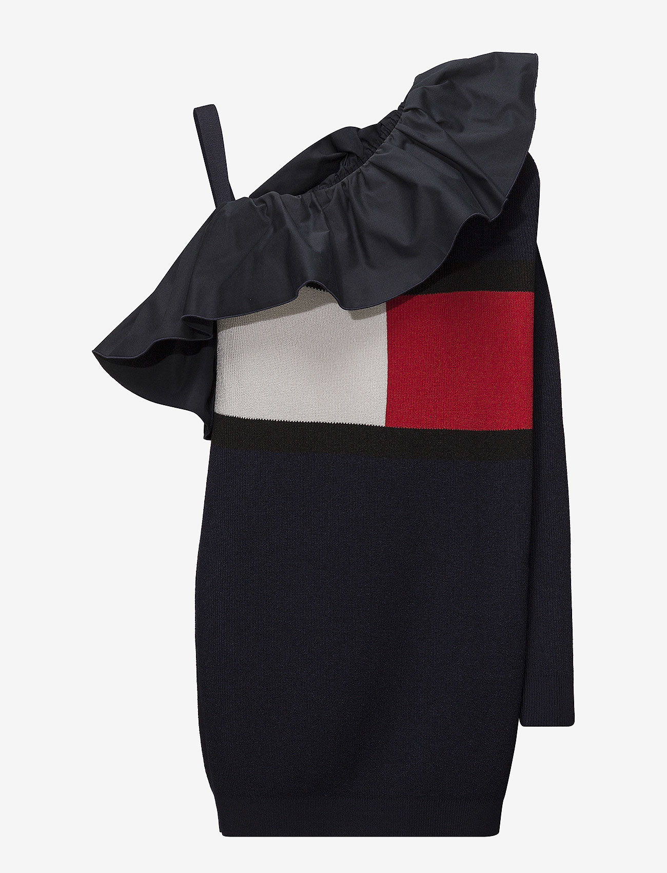 Tommy Hilfiger - RUFFLE SWTR DRESS LS - peacoat - 0