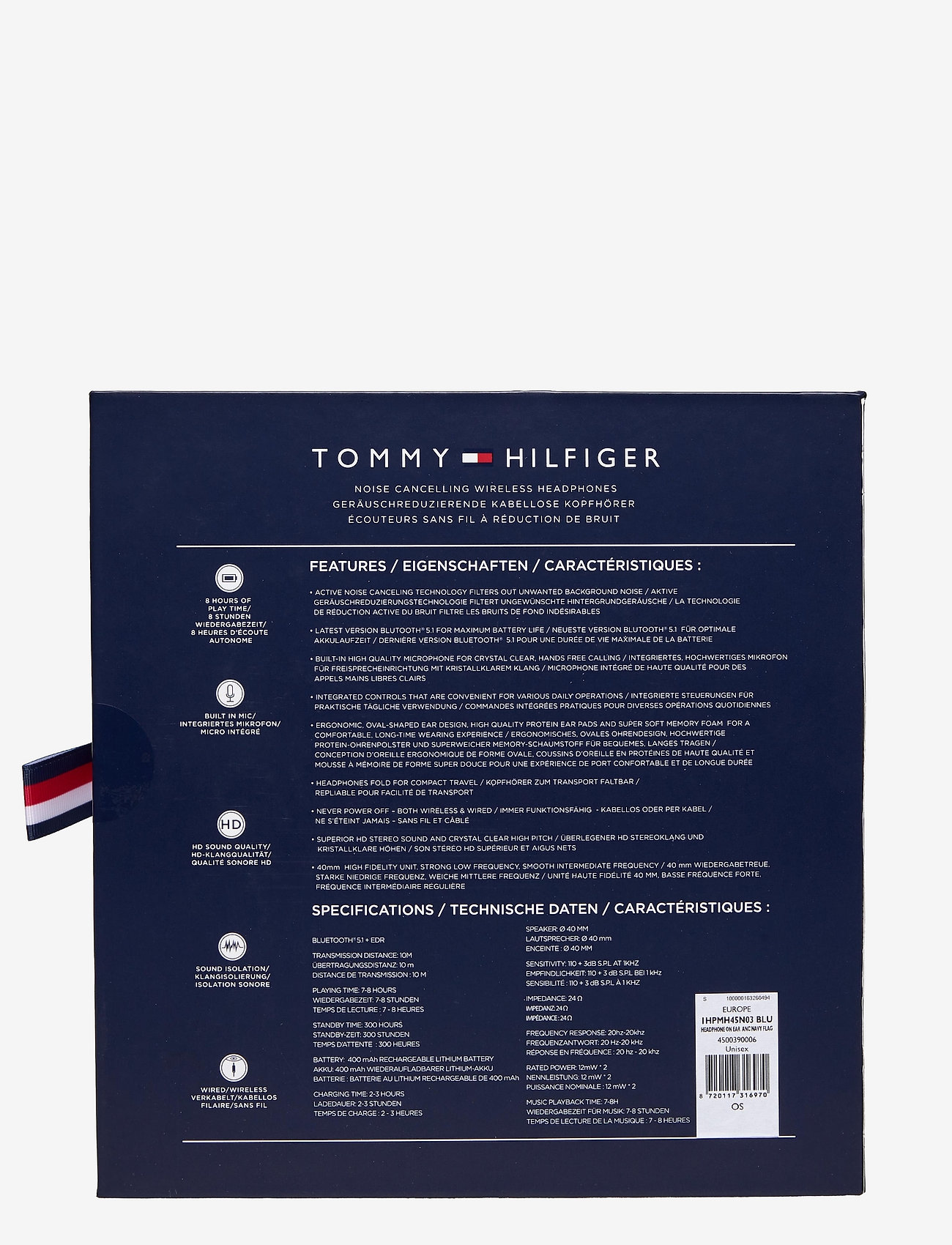 Tommy Hilfiger - HEADPHONE ON EAR  ANC NAVY FLAG - navy - 1