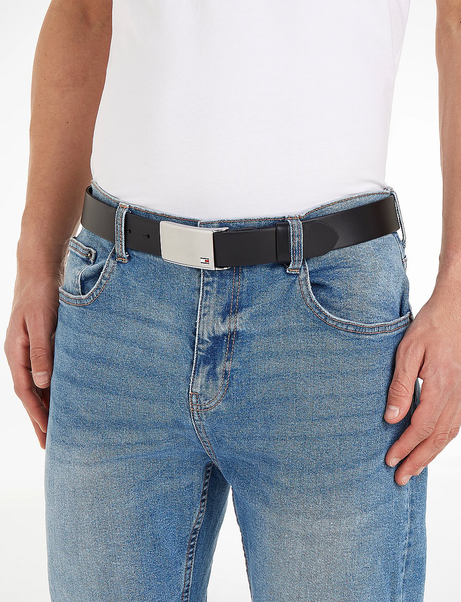 Tommy Hilfiger - TH PLAQUE BELT 3.5 ADJ - klassiset vyöt - black - 0