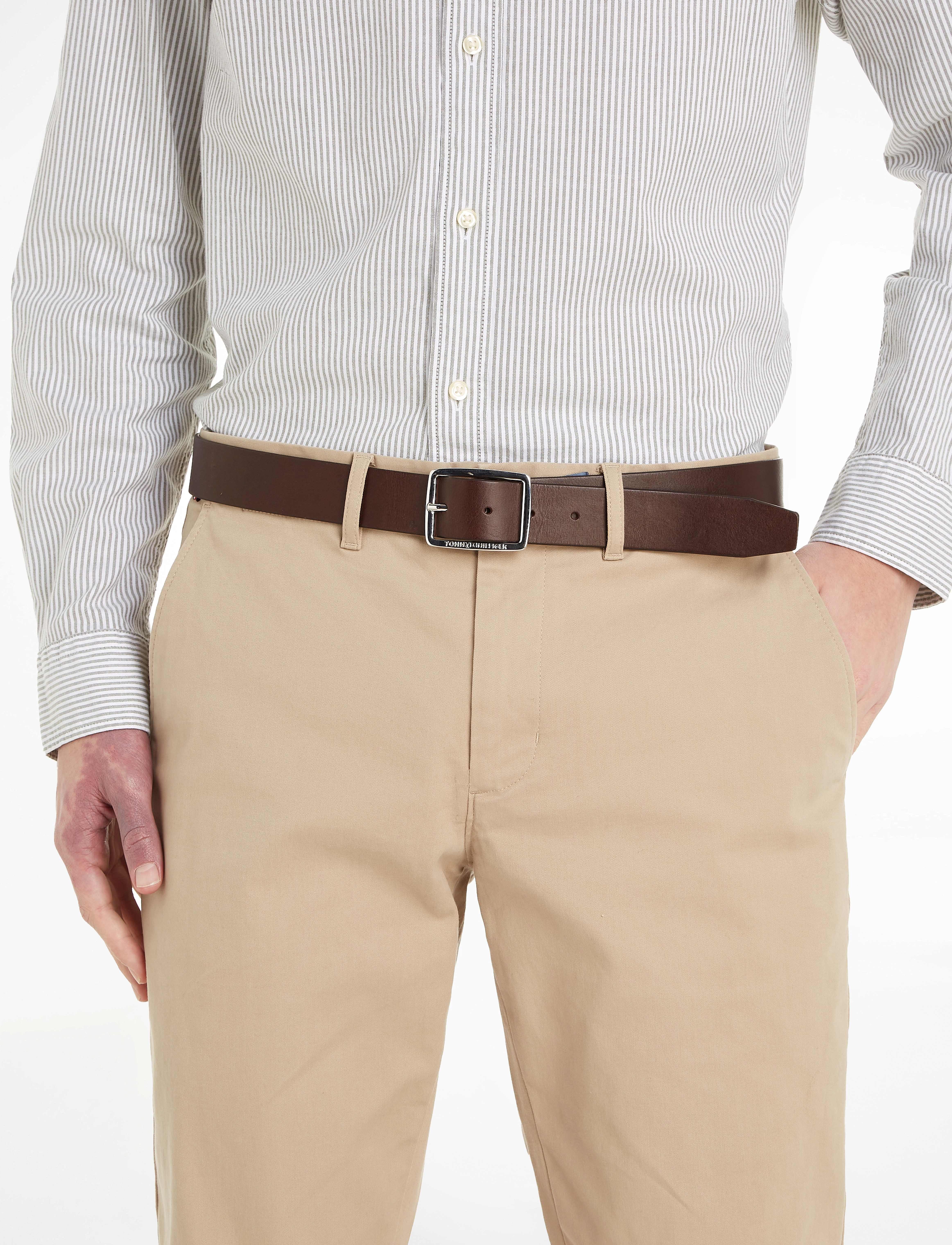 Tommy Hilfiger - NEW BUCKLE JEANS BELT 3.5 - testa di moro - 3