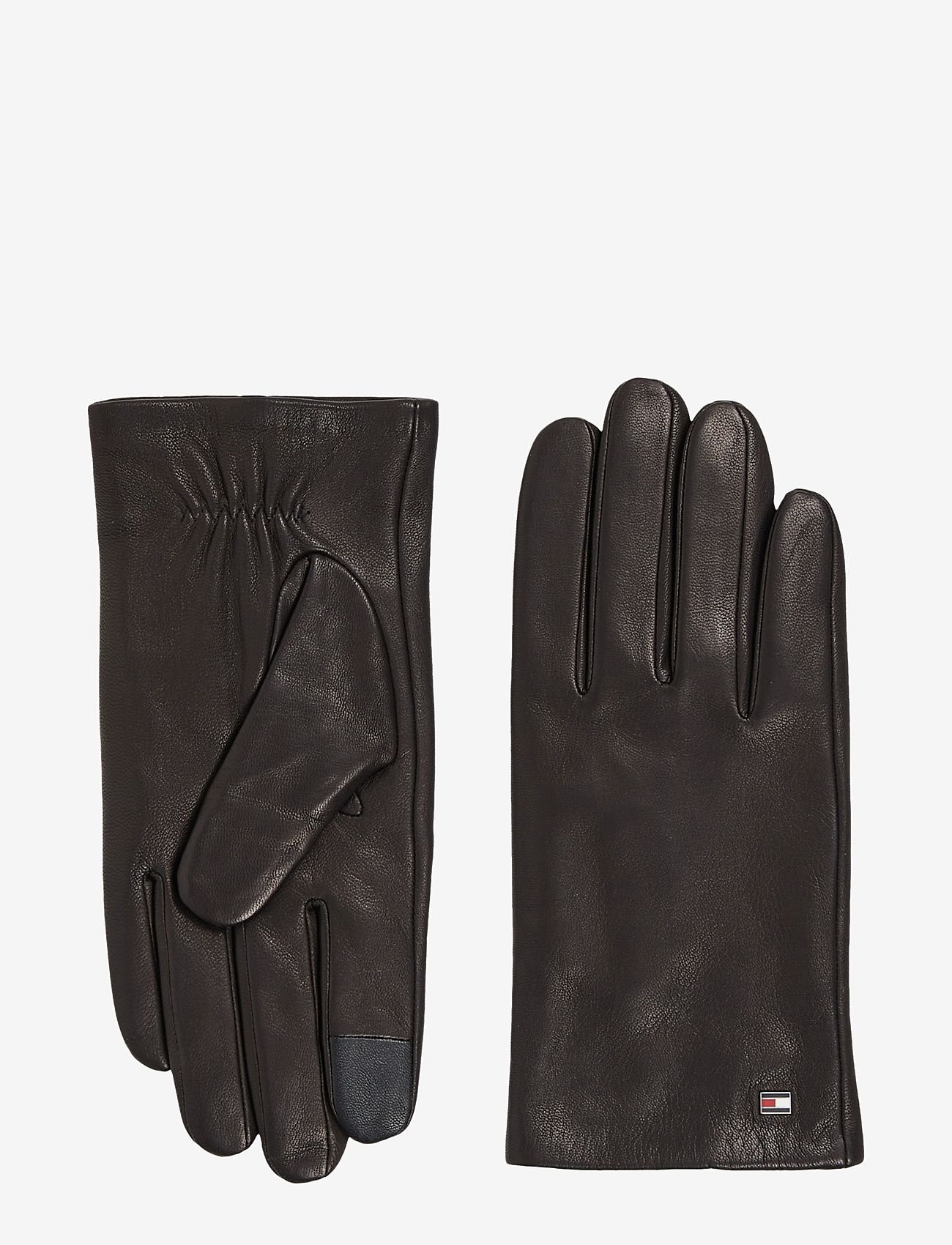 Tommy Hilfiger - ESSENTIAL FLAG LEATHER GLOVES - handskar & vantar - black - 1