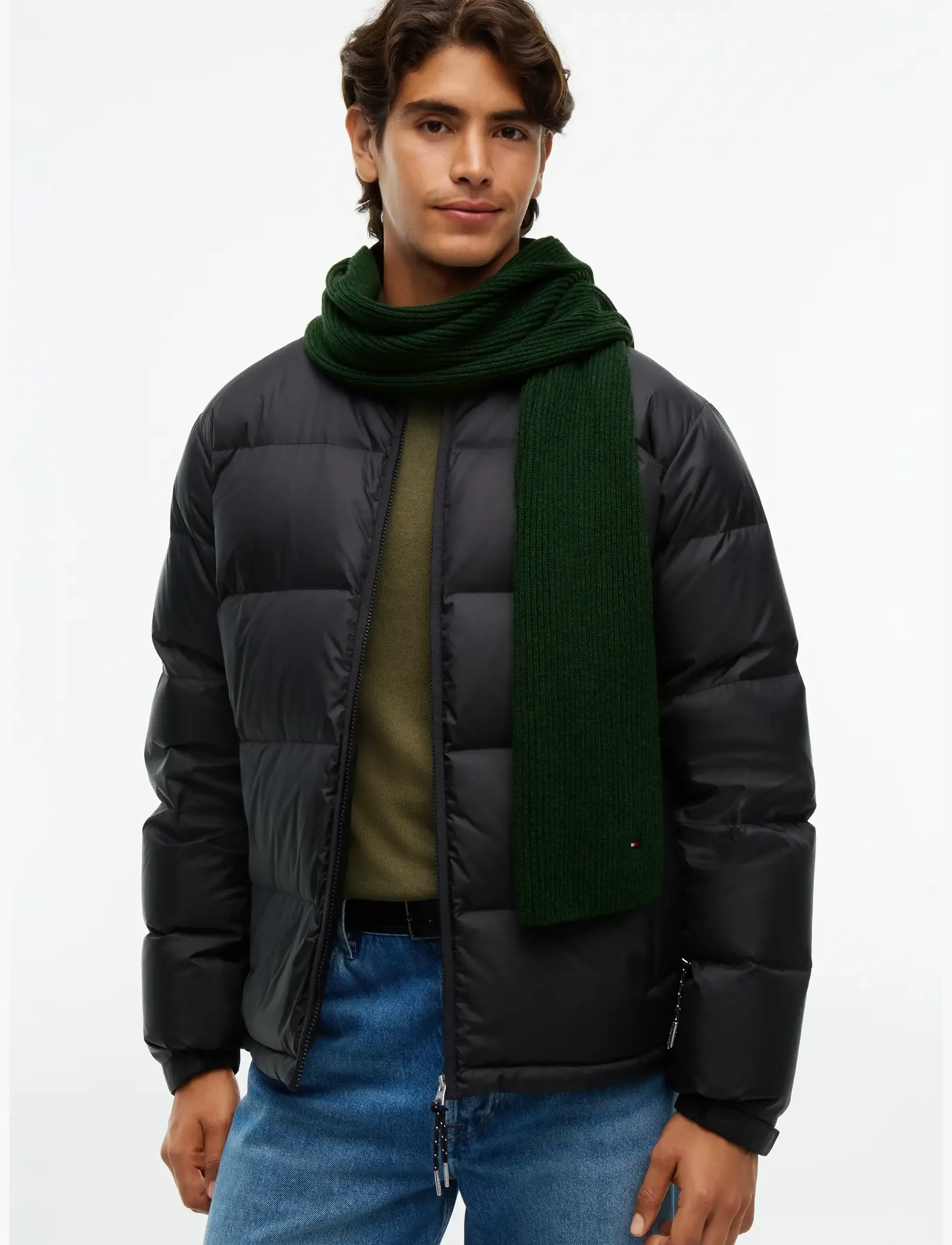 Tommy Hilfiger TH FLAG PIMA COTTON CASH SCARF - Tommy Hilfiger - MAJESTIC EMERALD MELANGE / green