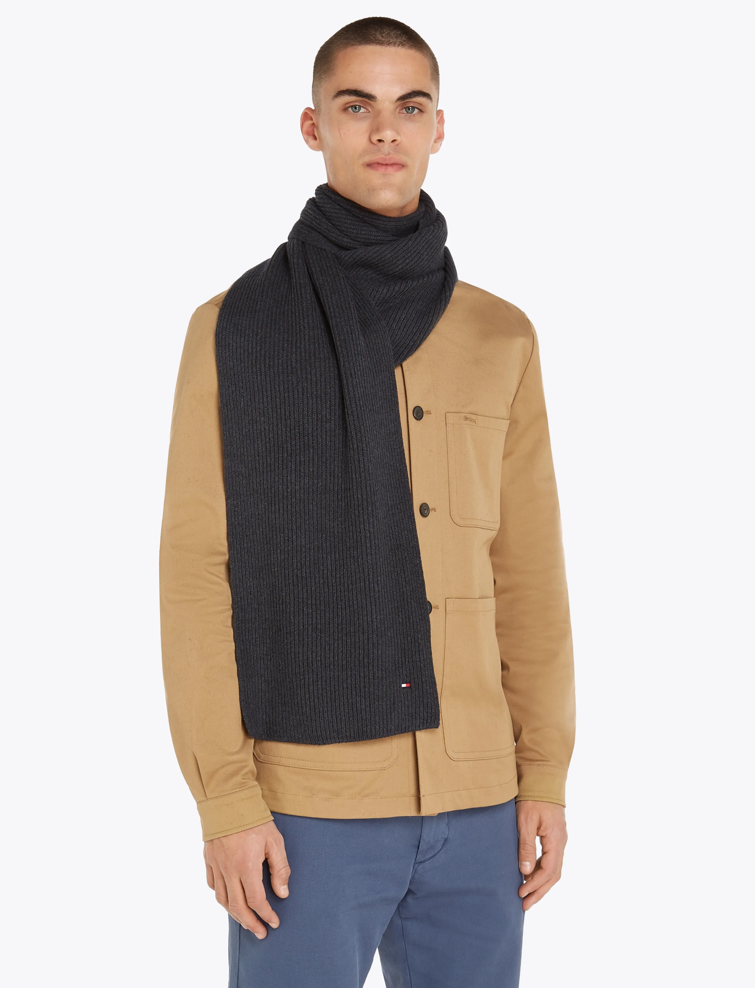 Tommy Hilfiger - TH FLAG PIMA COTTON CASH SCARF - winterschals - charcoal gray - 0