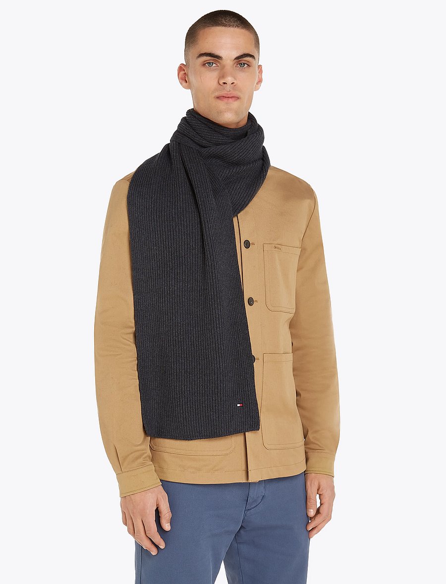 Tommy Hilfiger - TH FLAG PIMA COTTON CASH SCARF - winterschals - charcoal gray - 0