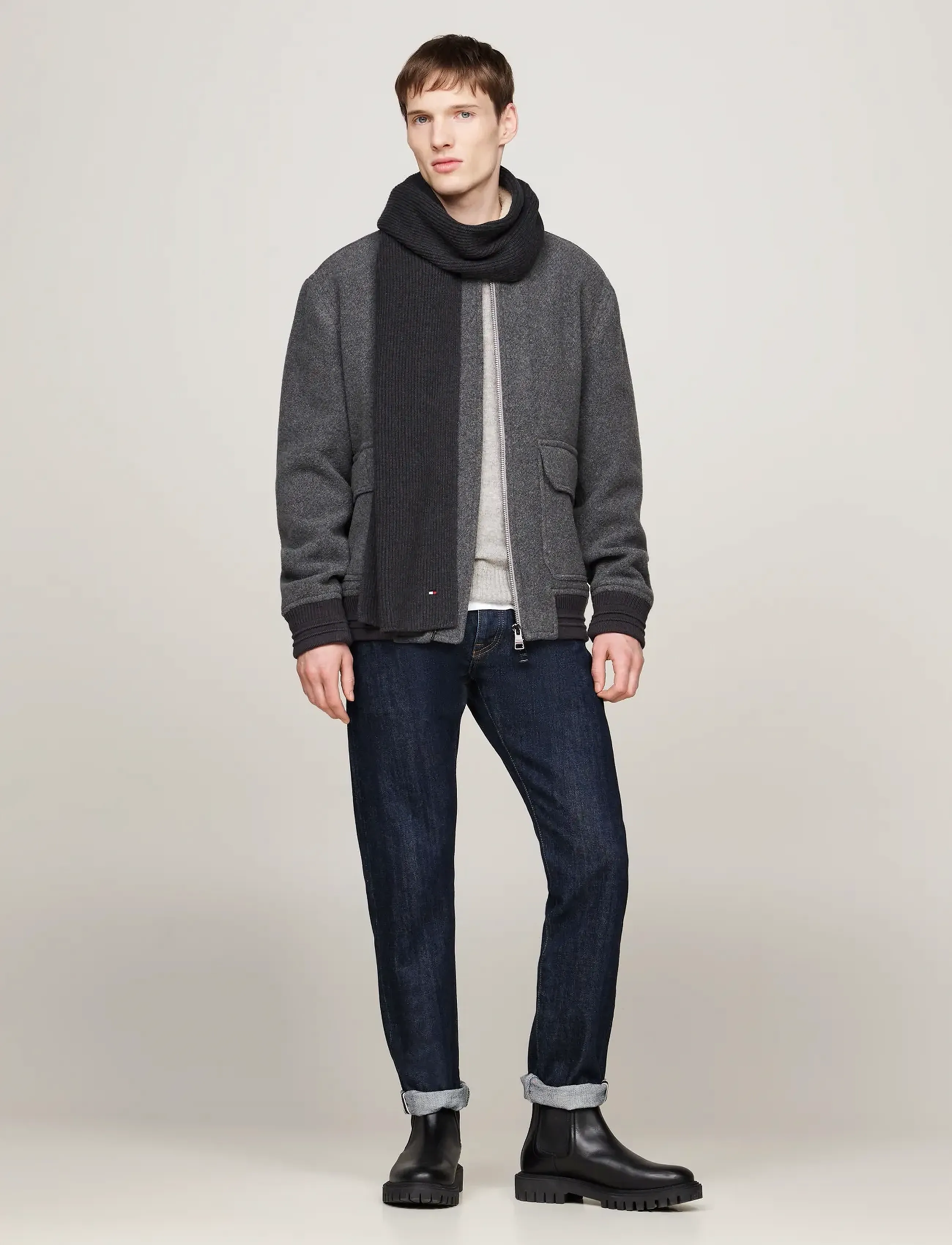 Tommy Hilfiger TH FLAG PIMA COTTON CASH SCARF - Tommy Hilfiger - CHARCOAL GRAY / grey
