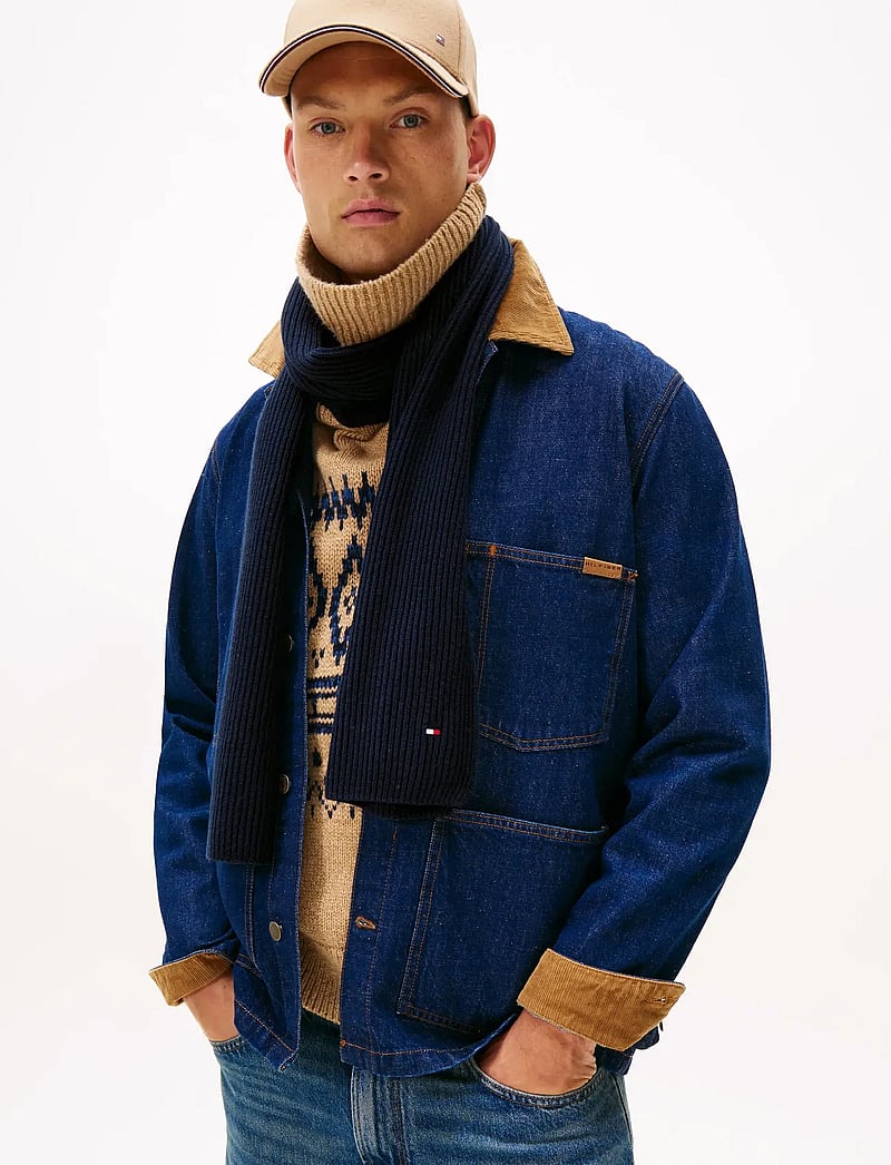 Tommy Hilfiger - TH FLAG PIMA COTTON CASH SCARF - halstørklæder - space blue - 0