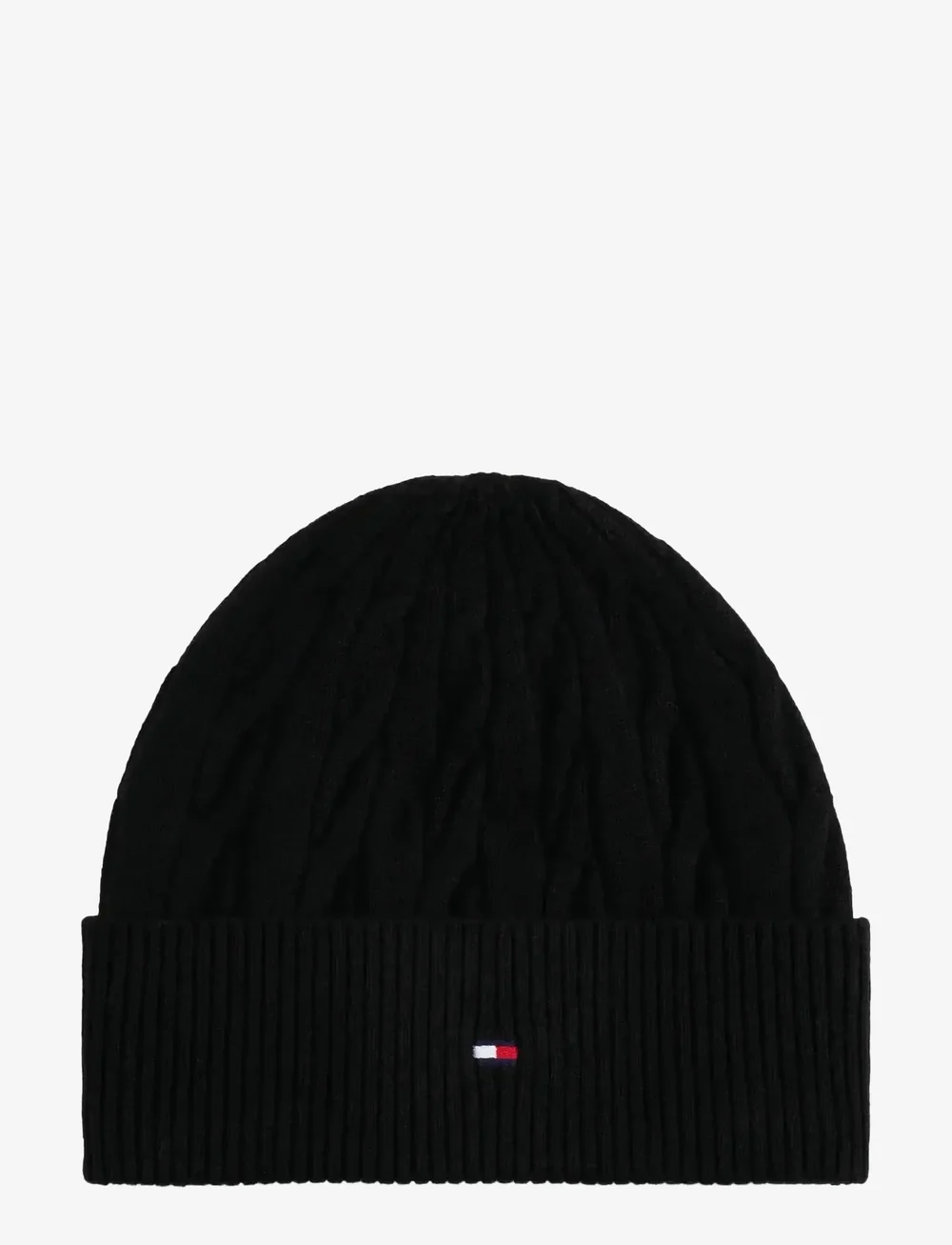 Tommy Hilfiger - TH FLAG CABLE KNIT BEANIE - kupuj według okazji - black - 1