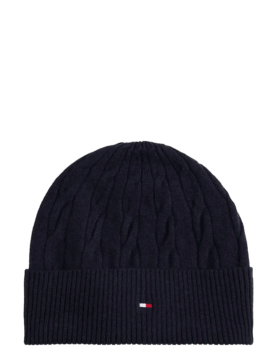 Tommy Hilfiger - TH FLAG CABLE KNIT BEANIE - nach anlass kaufen - space blue - 1