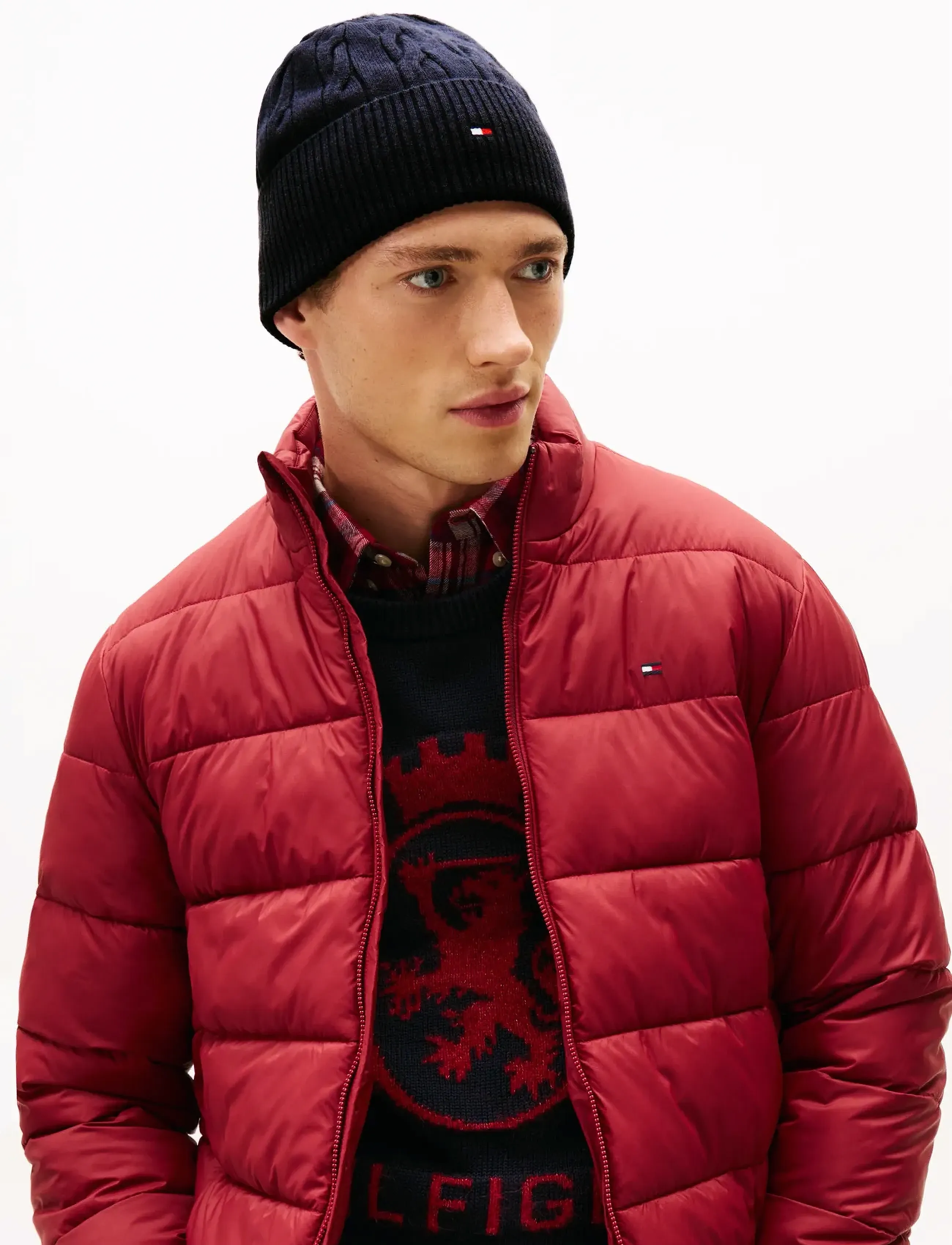 Tommy Hilfiger TH FLAG CABLE KNIT BEANIE - Tommy Hilfiger - SPACE BLUE / navy