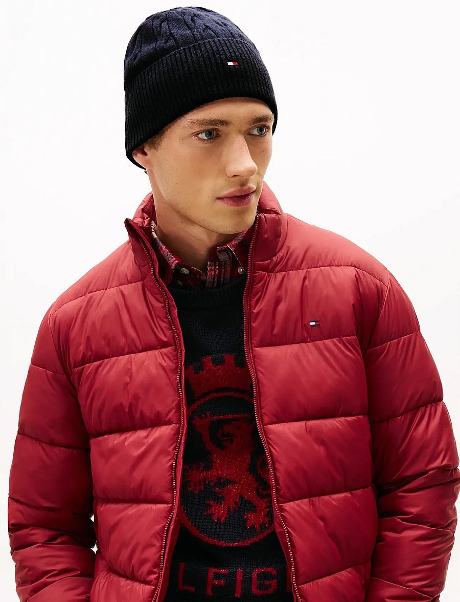 Tommy Hilfiger - TH FLAG CABLE KNIT BEANIE - nach anlass kaufen - space blue - 0