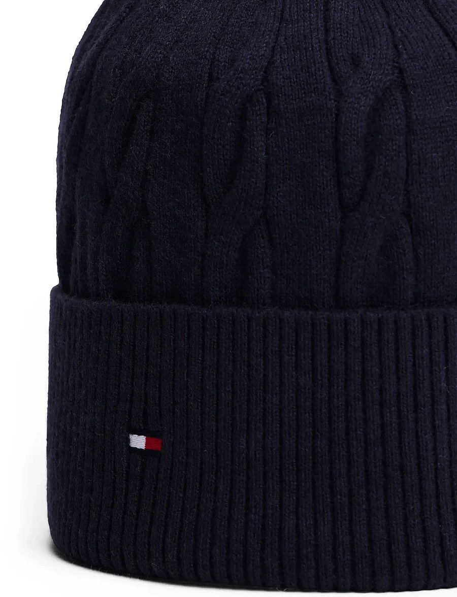 Tommy Hilfiger - TH FLAG CABLE KNIT BEANIE - nach anlass kaufen - space blue - 3