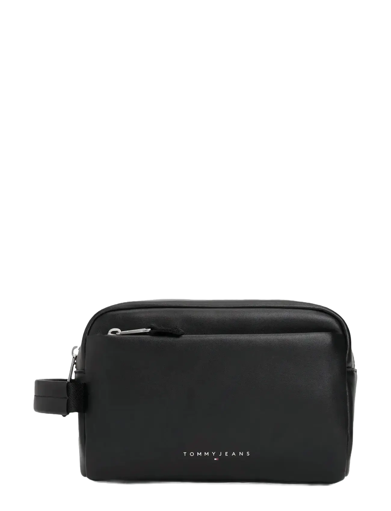 TJM LINEAR LEATHER WASHBAG - BLACK