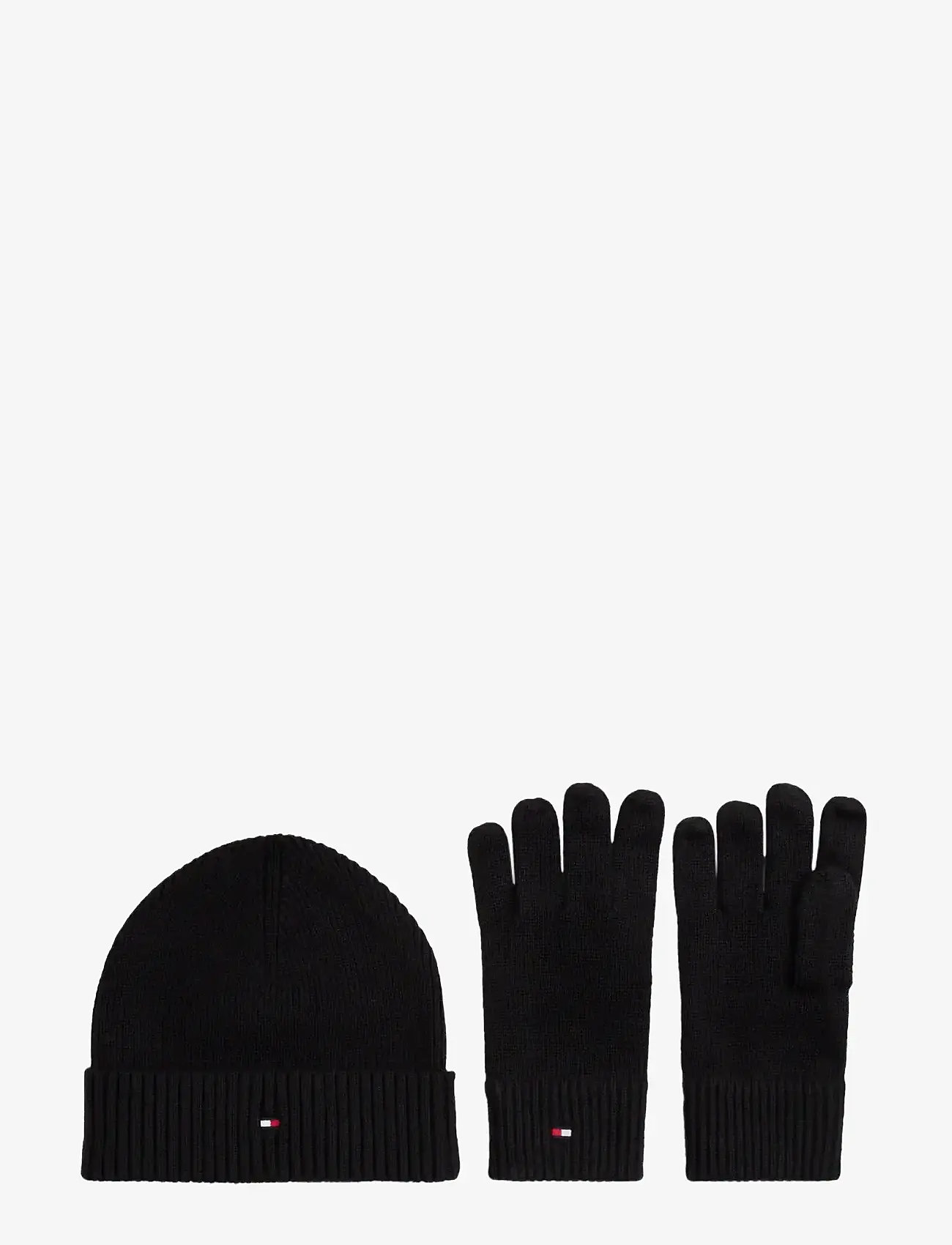 Tommy Hilfiger - TH FLAG BEANIE & GLOVE GP - mützen & handschuhe - black - 0