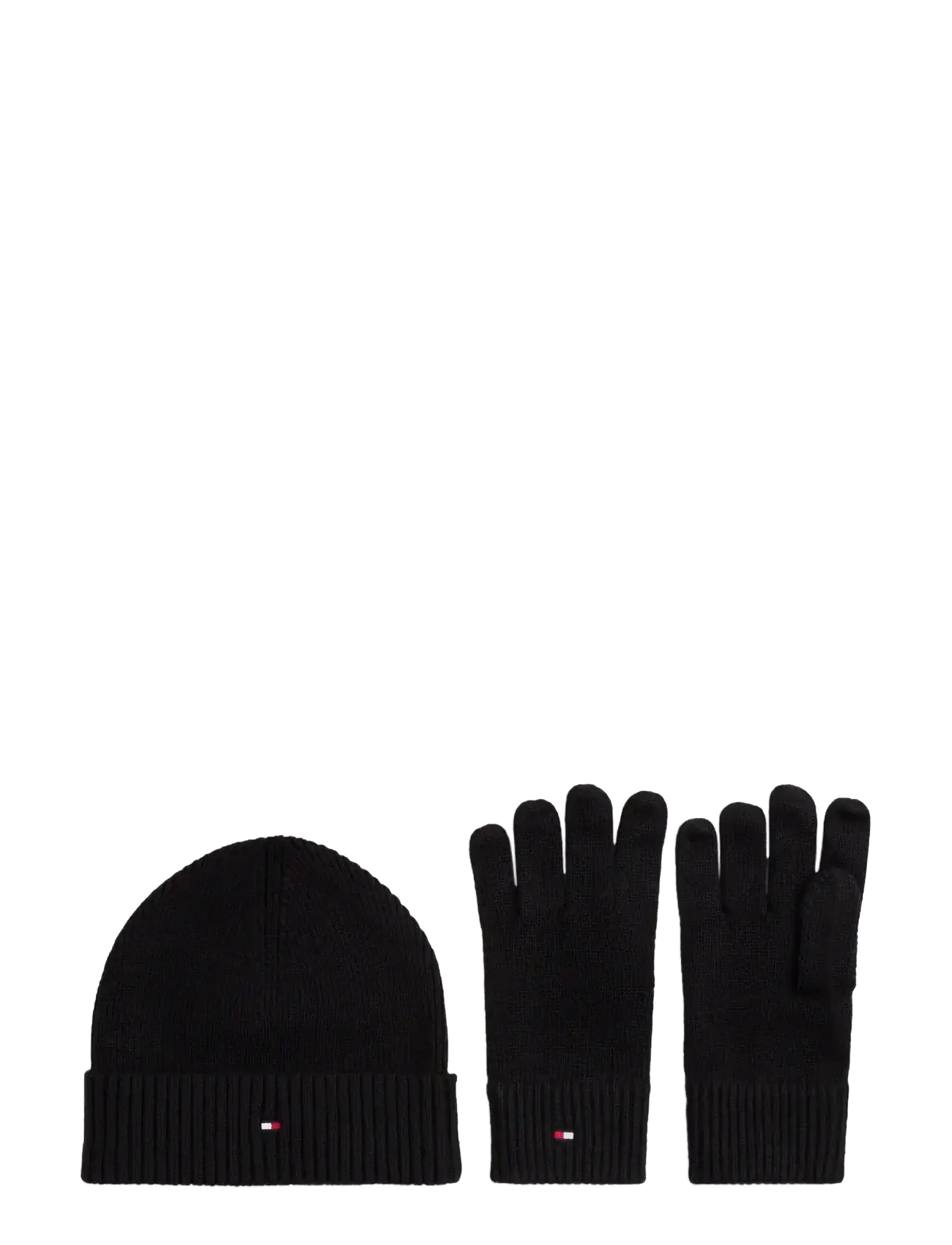 Tommy Hilfiger TH FLAG BEANIE & GLOVE GP - Handsker & Vanter - BLACK / black