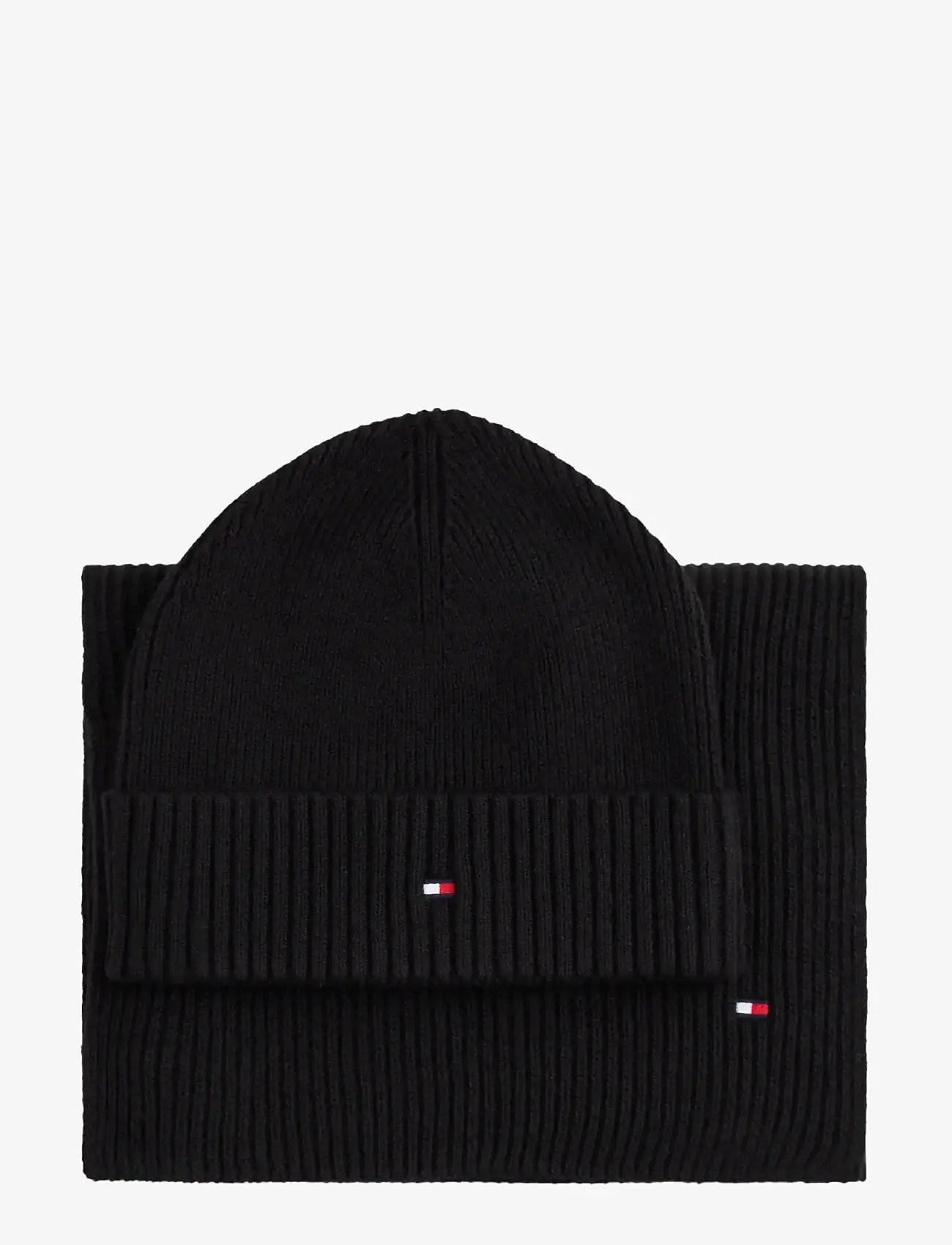 Tommy Hilfiger - TH FLAG BEANIE & SCARF GP - halstørklæder - black - 1