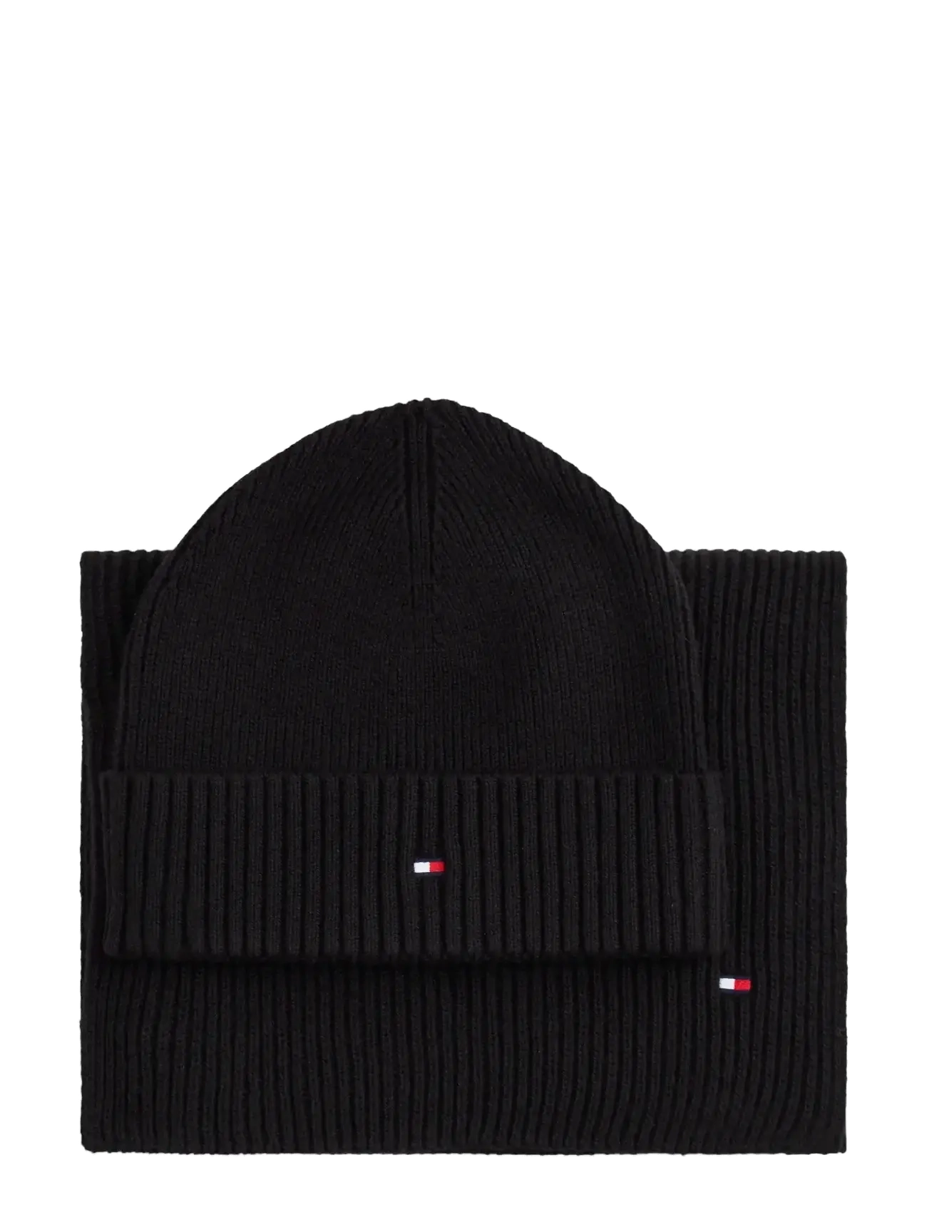 Tommy Hilfiger TH FLAG BEANIE & SCARF GP - Tørklæder - BLACK / black