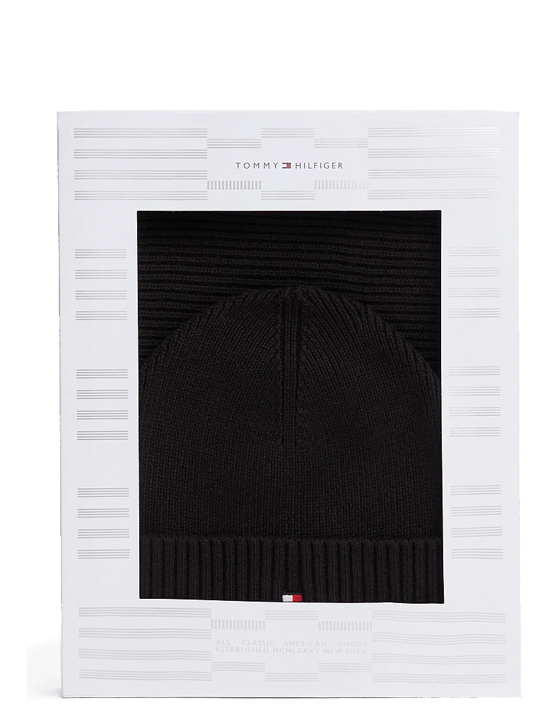 Tommy Hilfiger - TH FLAG BEANIE & SCARF GP - halstørklæder - black - 2